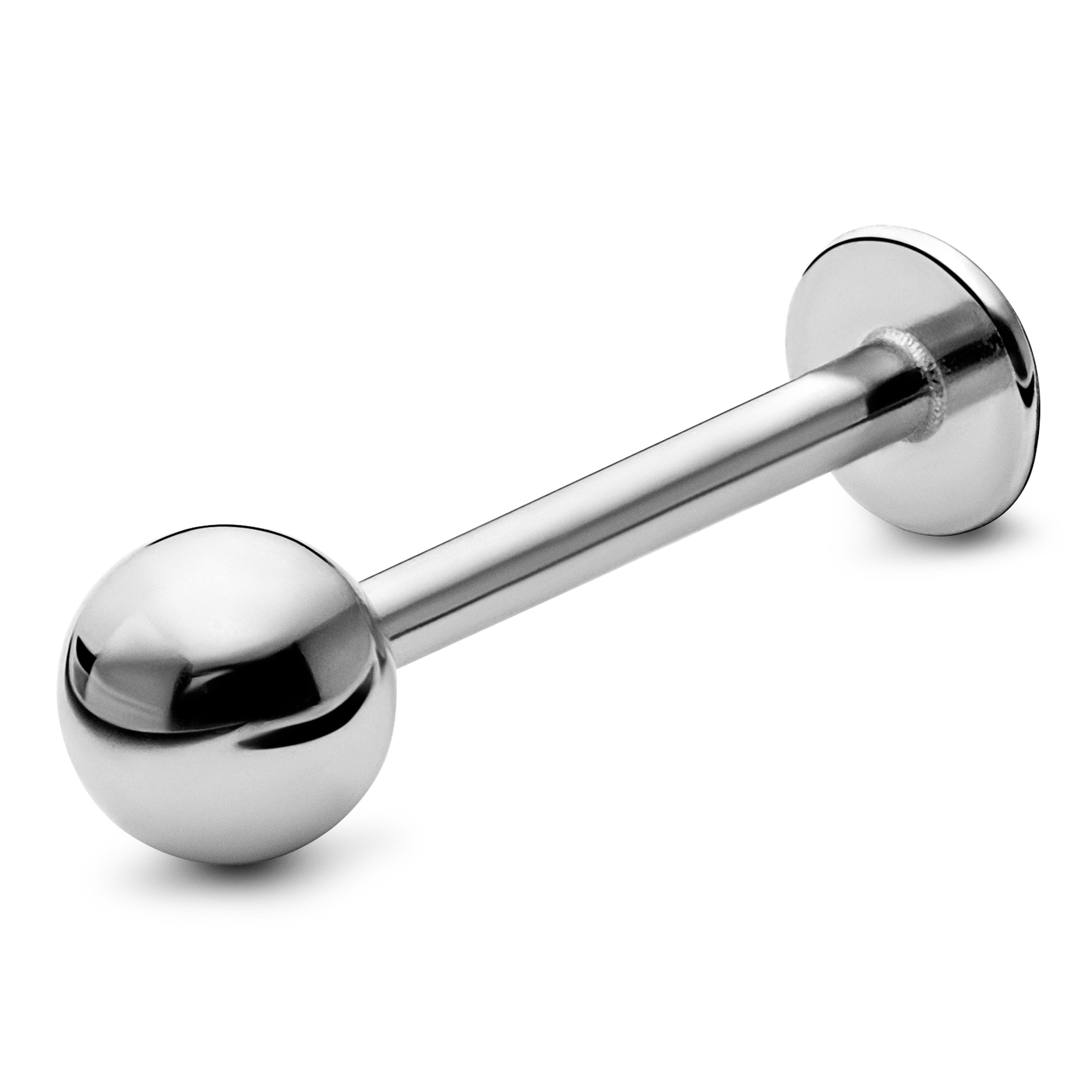12 mm Silver-Tone Ball-Tipped Surgical Steel Labret Stud