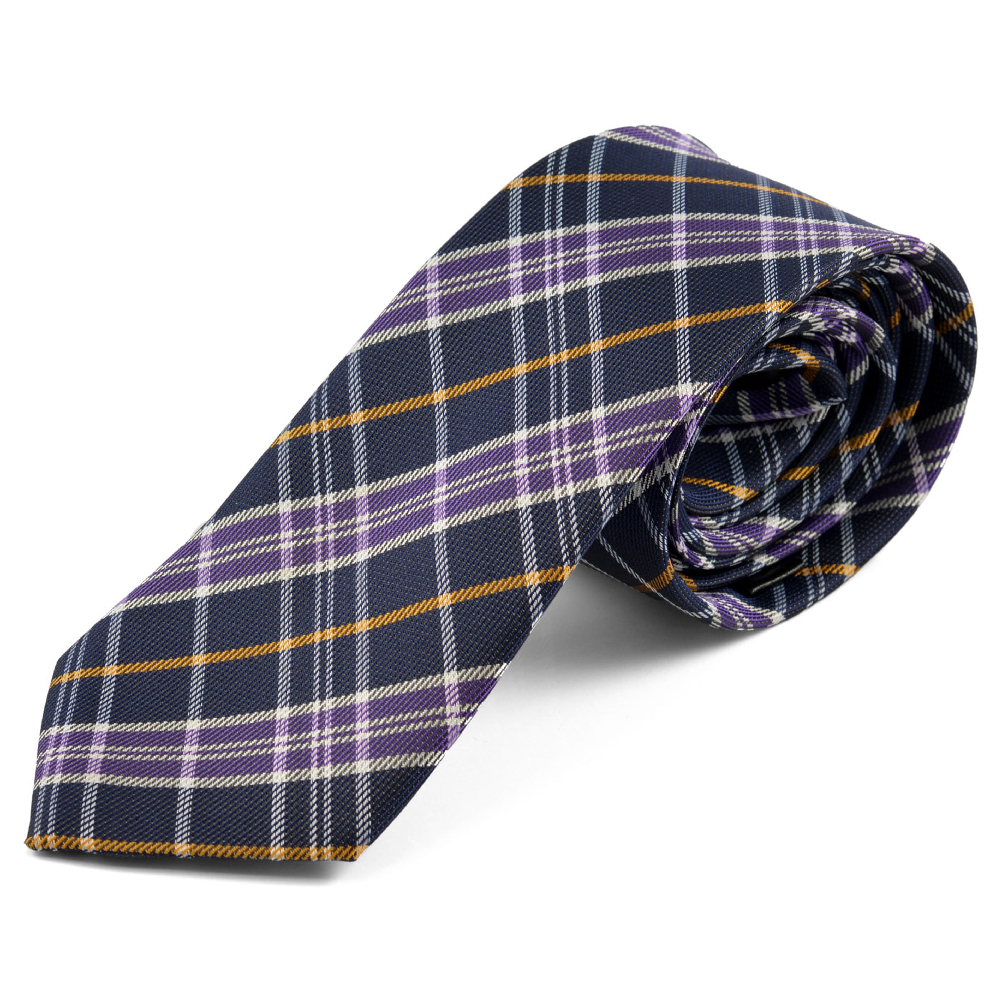 Corbata a cuadros morado y amarillo