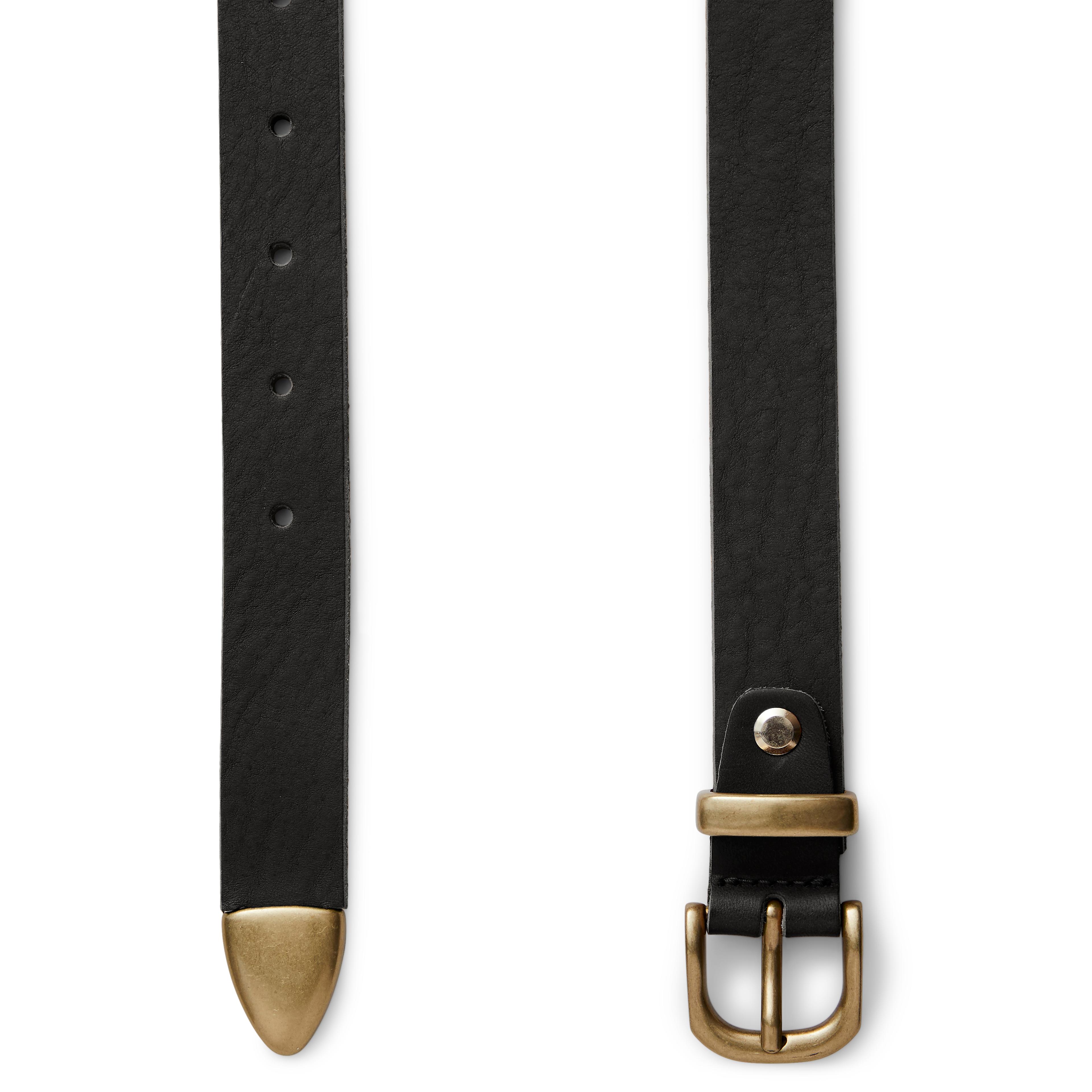 Prairie | Ceinture western noire avec boucle dorée - 2