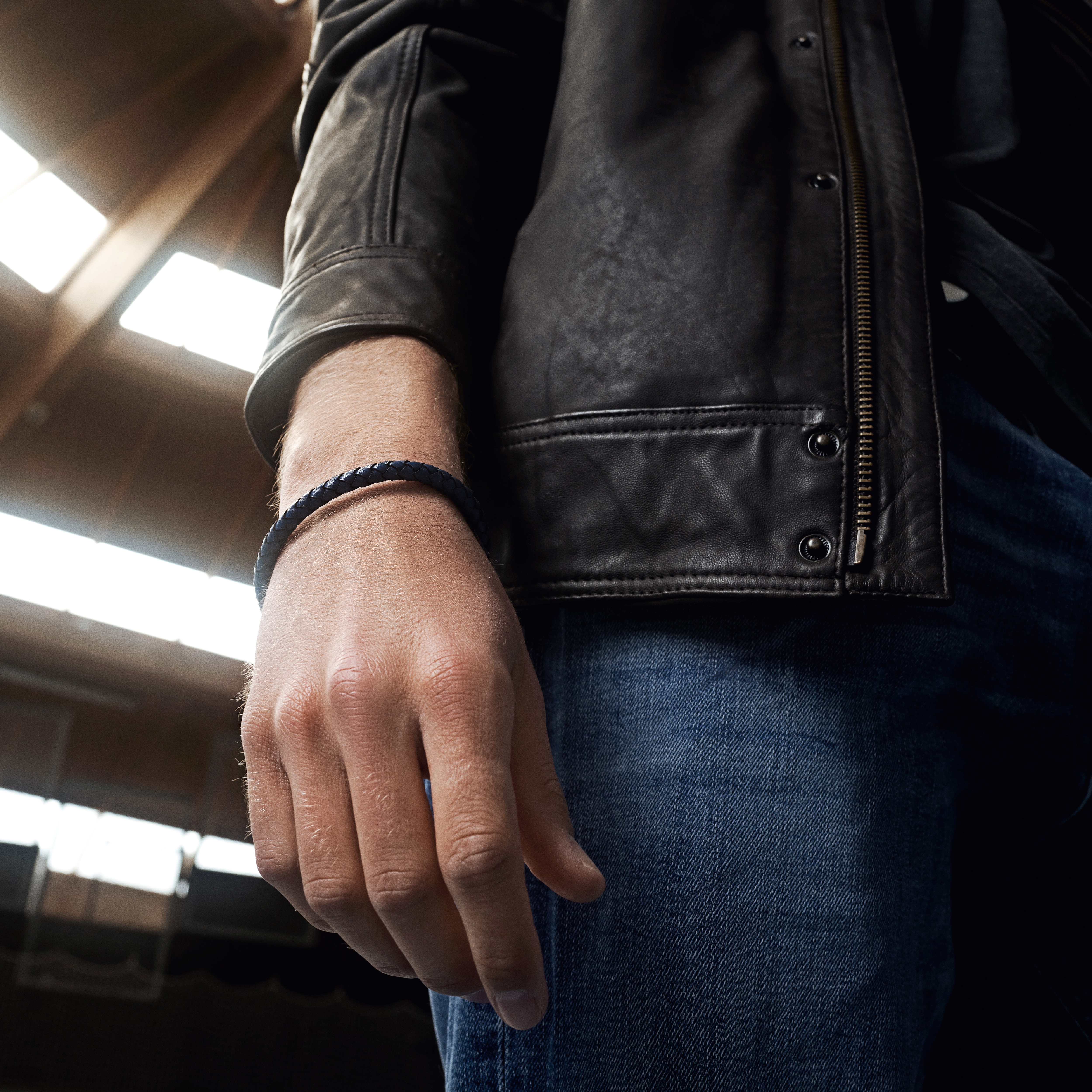 Bracciale Bolo in pelle blu - 3