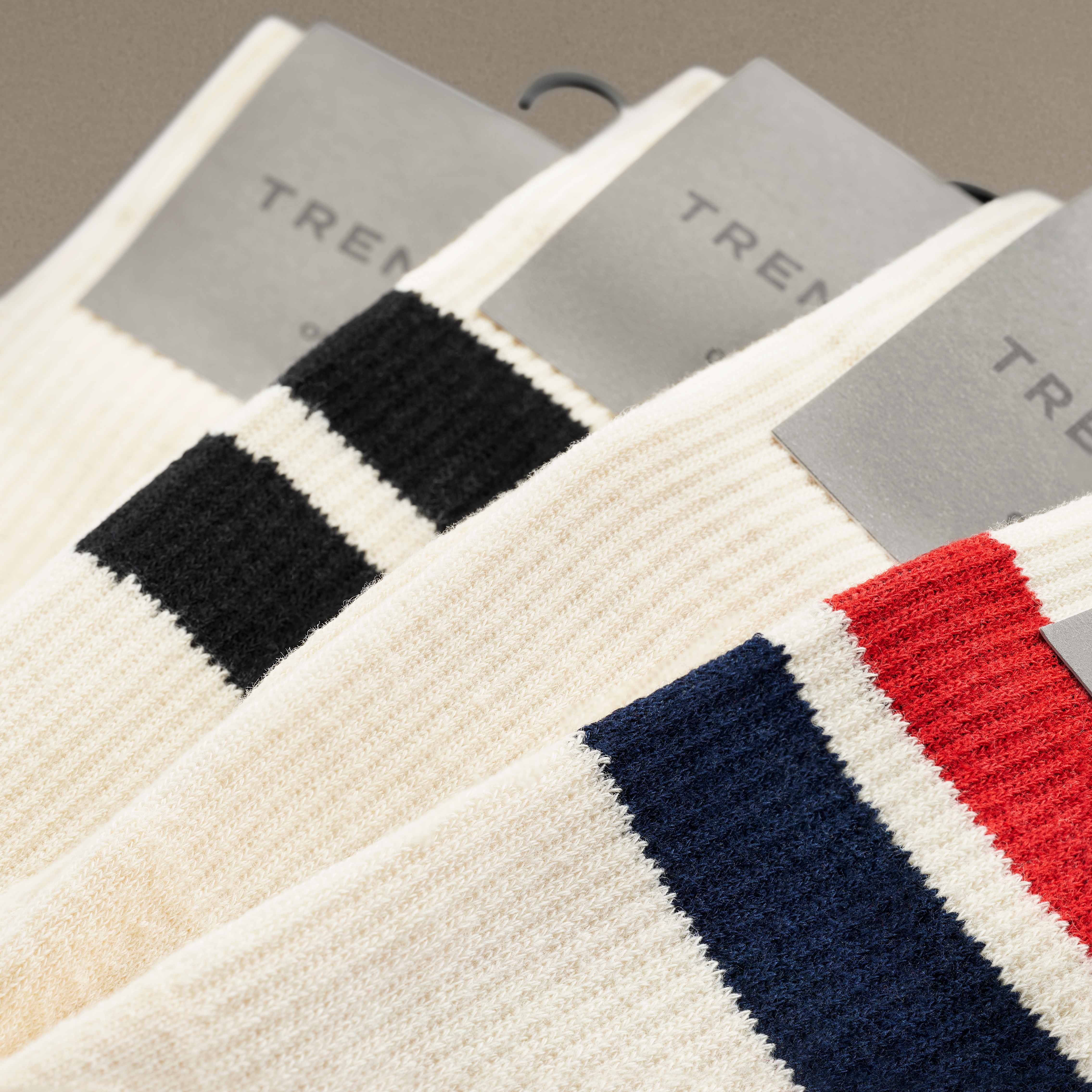 DryFeel | Tennissokker i Bomuld Gaveæske | Antikhvid & Stribet - 4