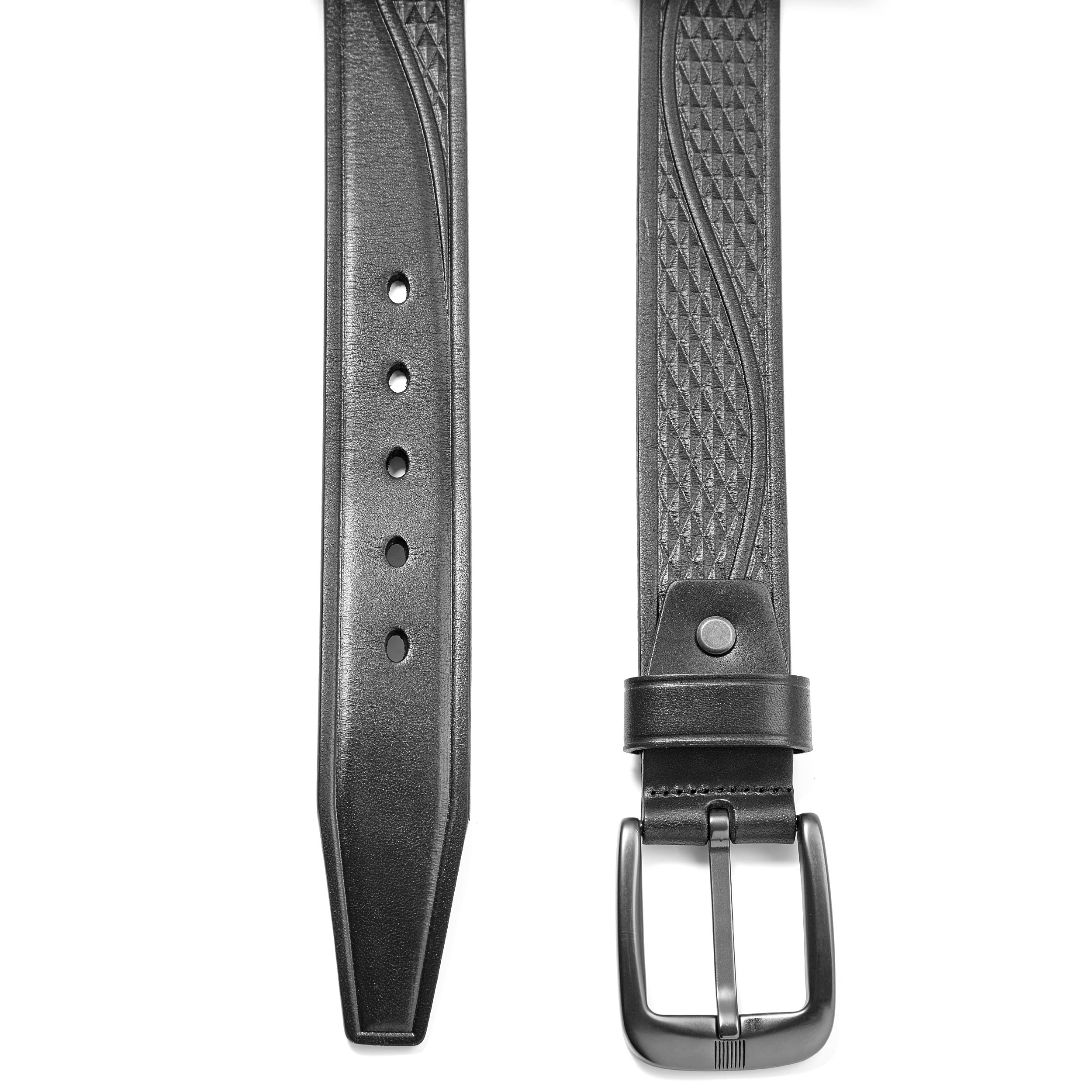 Schwarzer Gürtel mit detailliertem Muster - 2