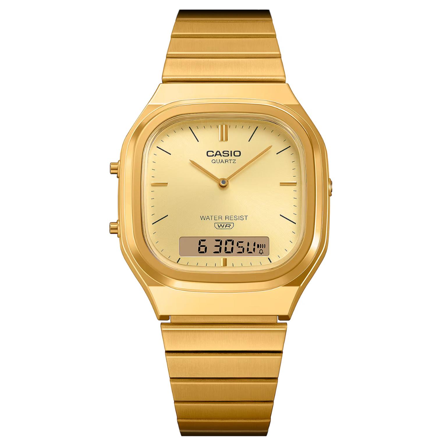Montre analogique-numérique Casio Vintage AQ-240EG-9AEF en résine couleur or Montre analogique-numérique Casio Vintage AQ-240EG-9AEF en résine couleur or