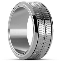Tigris | Ezüst tónusú texturált forgó gyűrű - 9 mm