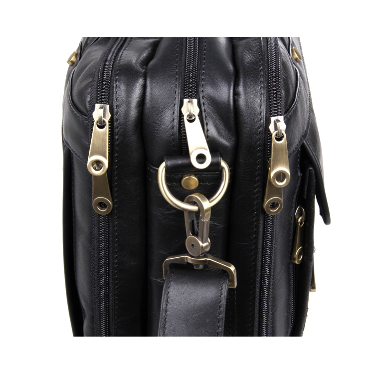 Compact Black Leather Briefcase - 6