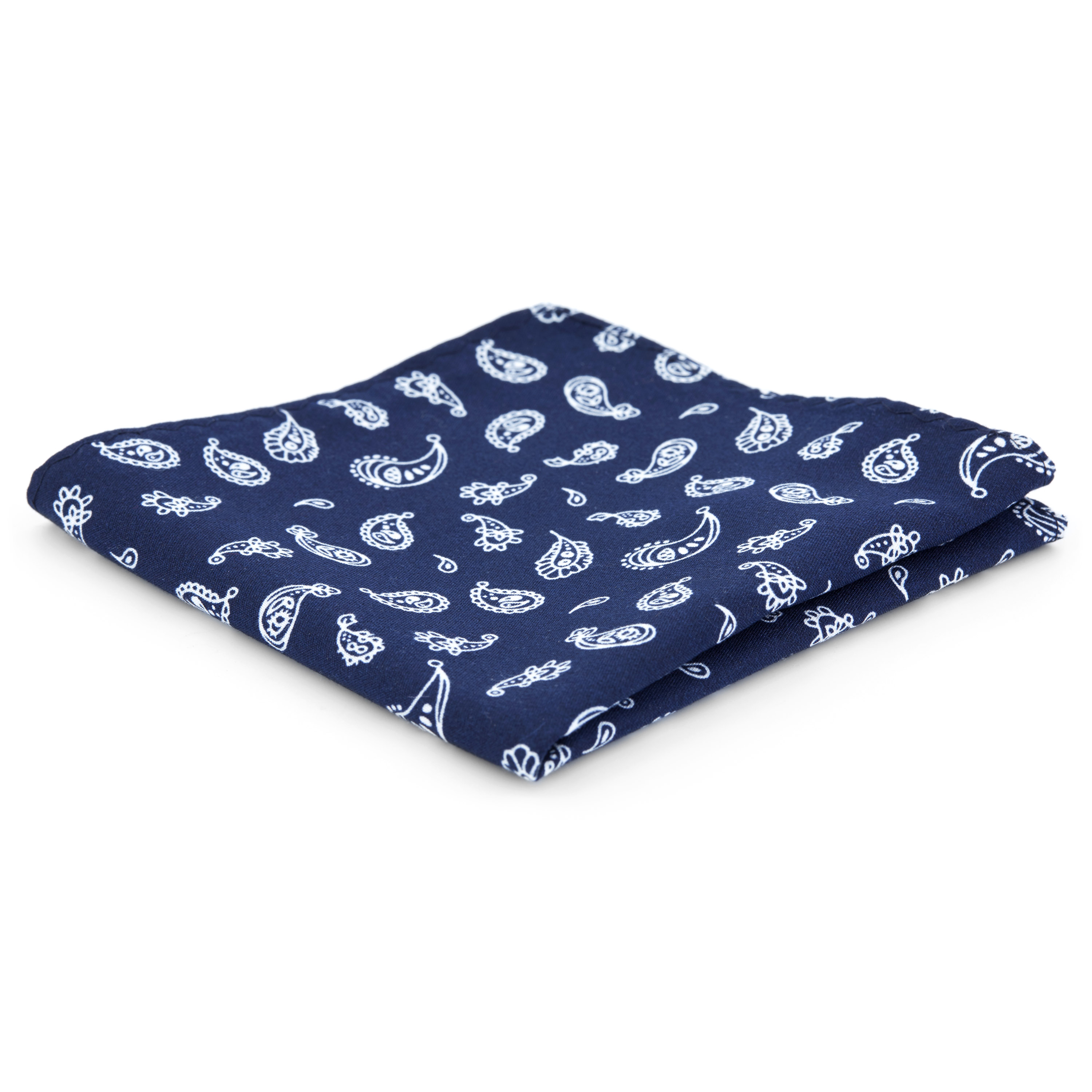 Marineblå Minimal Paisley Lommeklud i Polyester - 1