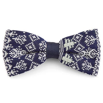 Royal Blue & White Knitted Christmas Pre-Tied Bow Tie Royal Blue & White Knitted Christmas Pre-Tied Bow Tie