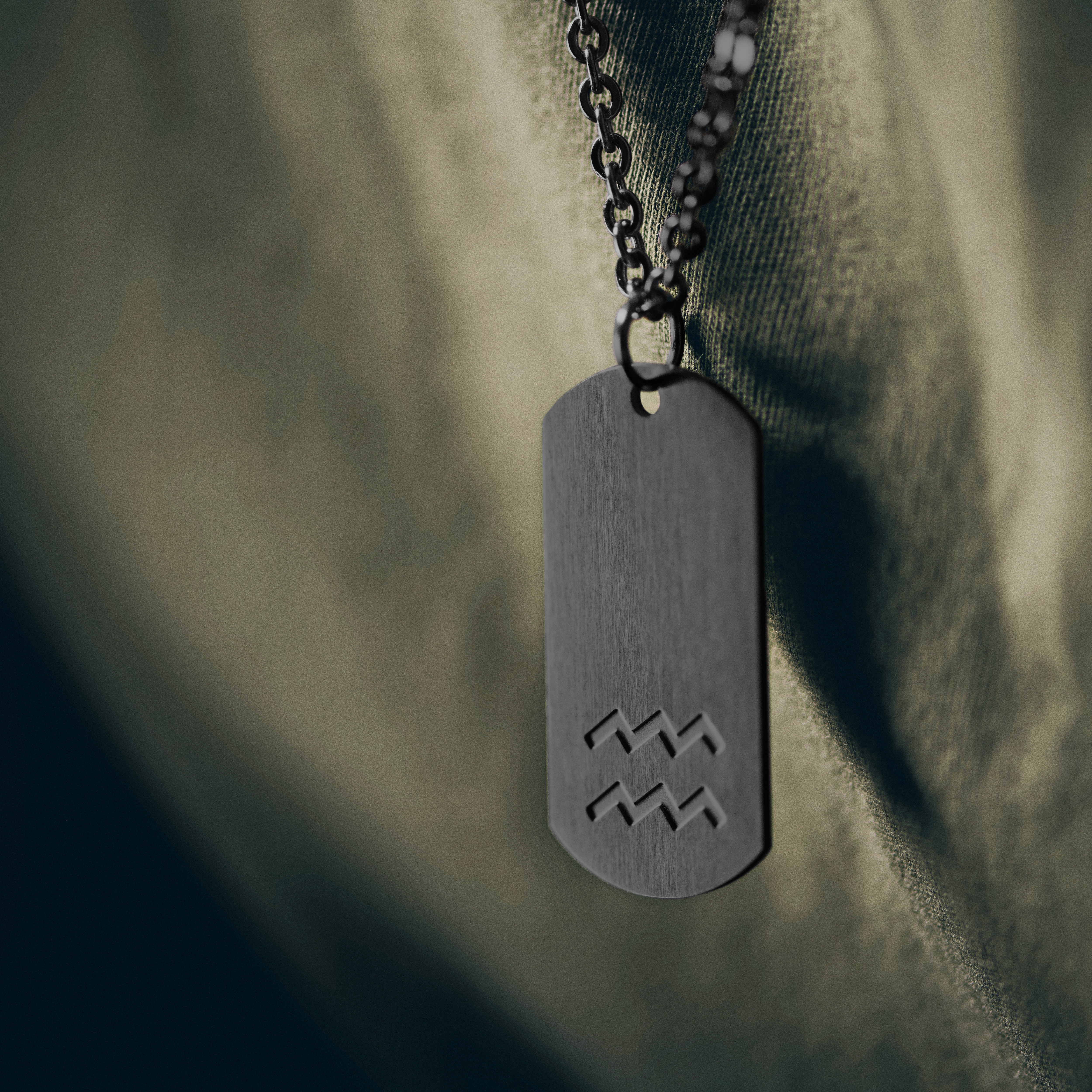 Aquarius Zodiac Gunmetal Steel Necklace - 2