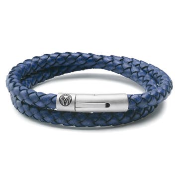 Collins | 6 mm Navy Blue Leather Wrap Around Bracelet