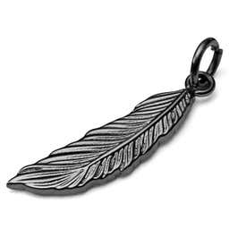 Black Steel Feather Charm 