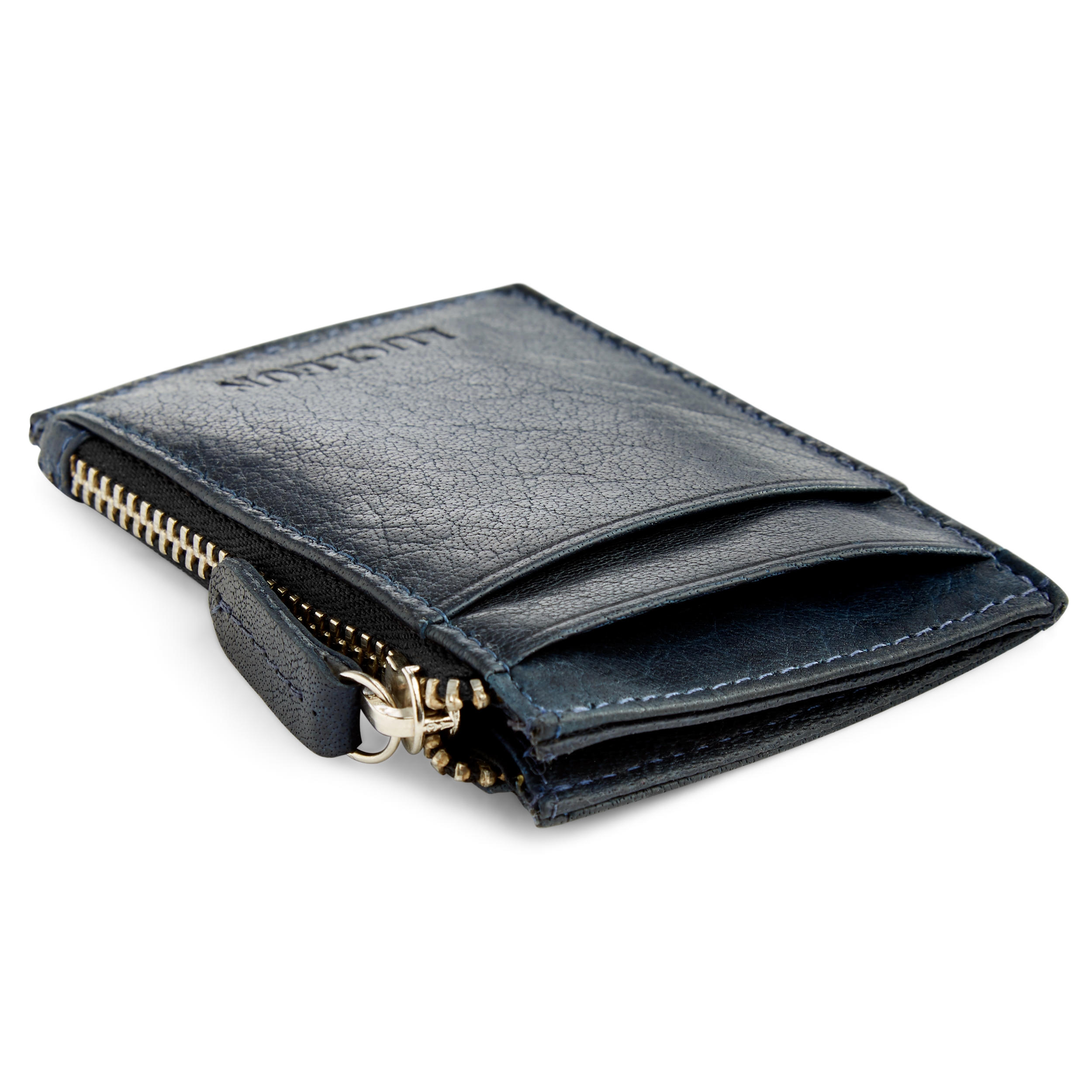 Cartera de cuero mini azul marino RFID Montreal - 5