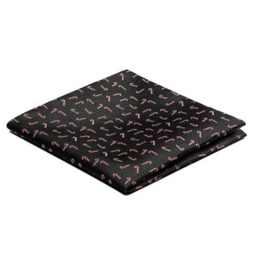 Black Christmas Candy Cane Pattern Pocket Square Black Christmas Candy Cane Pattern Pocket Square