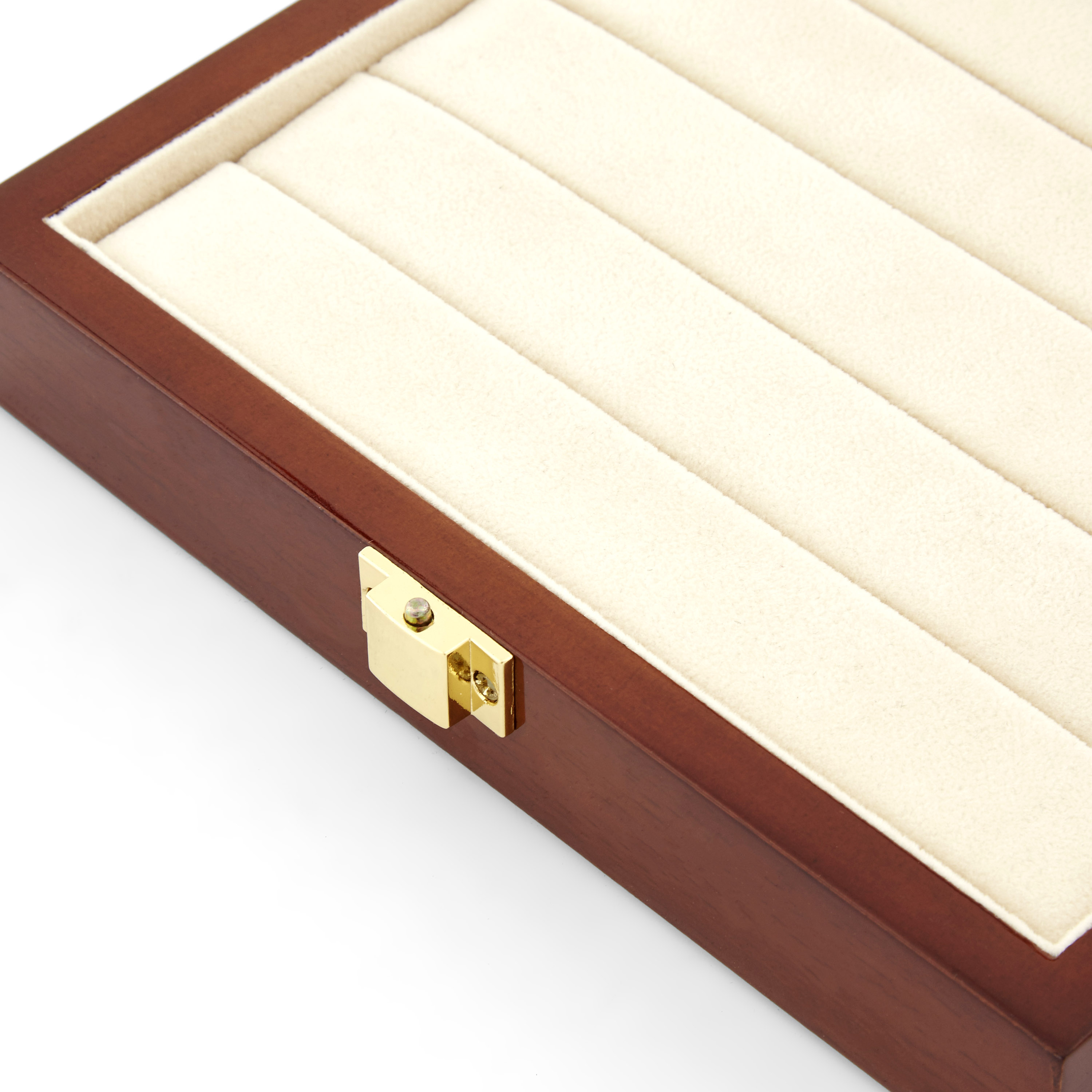 Leštený hnedý box na manžetové gombíky - 5