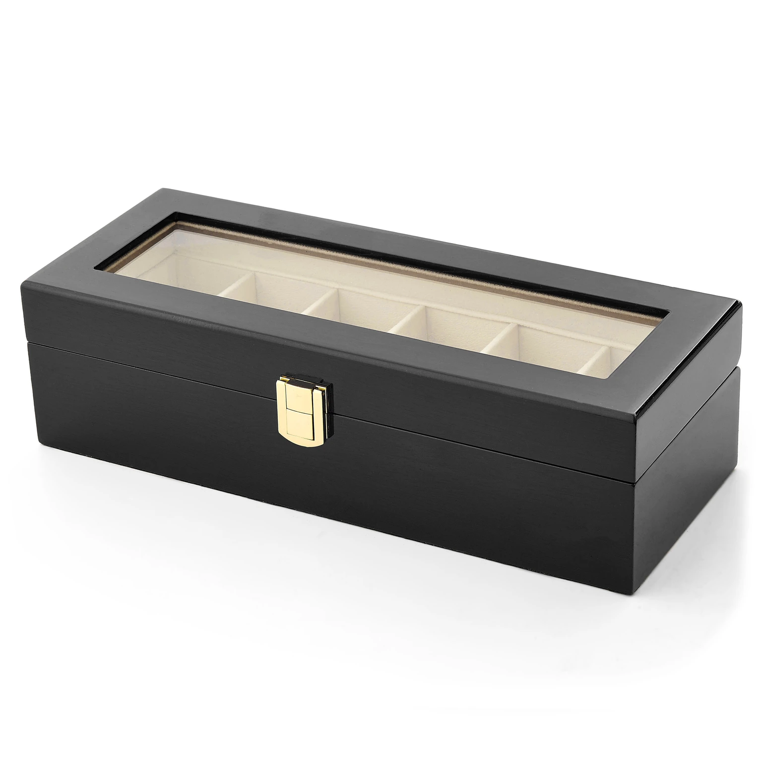Caja de madera negra para 6 relojes Caja de madera negra para 6 relojes