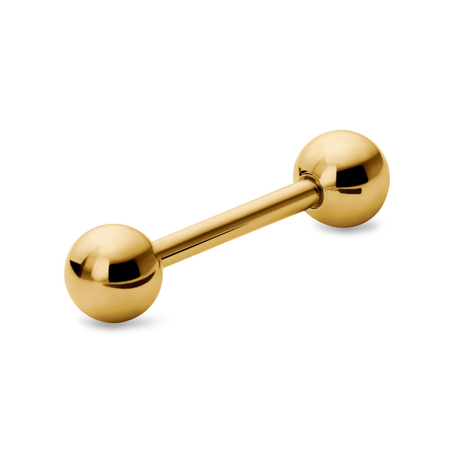10 mm Goldfarbener gerader Barbell aus Chirurgenstahl mit Kugelspitze 10 mm Goldfarbener gerader Barbell aus Chirurgenstahl mit Kugelspitze