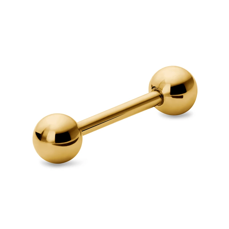 10 mm Goudkleurige Rechte Barbell van Chirurgisch Staal met Balletjes 10 mm Goudkleurige Rechte Barbell van Chirurgisch Staal met Balletjes