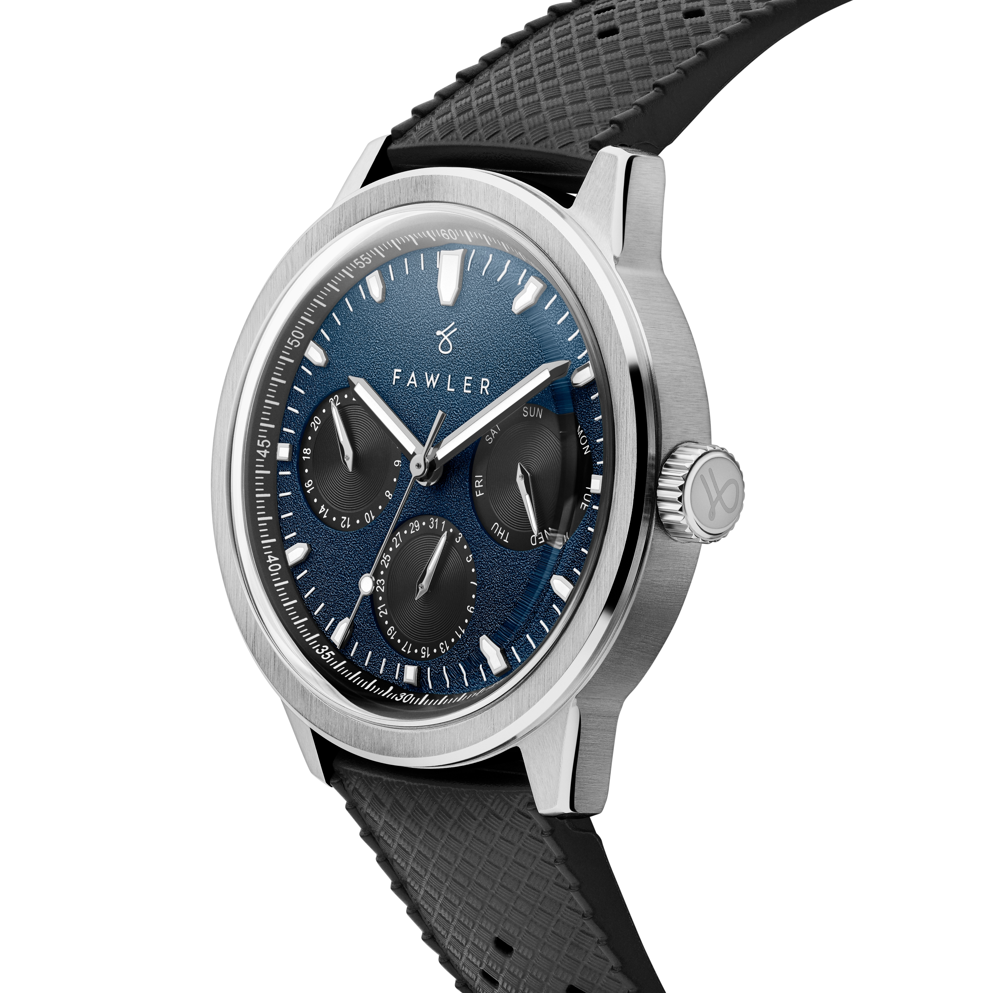 Fausto | Blue Stainless Steel Calendar Watch - 3