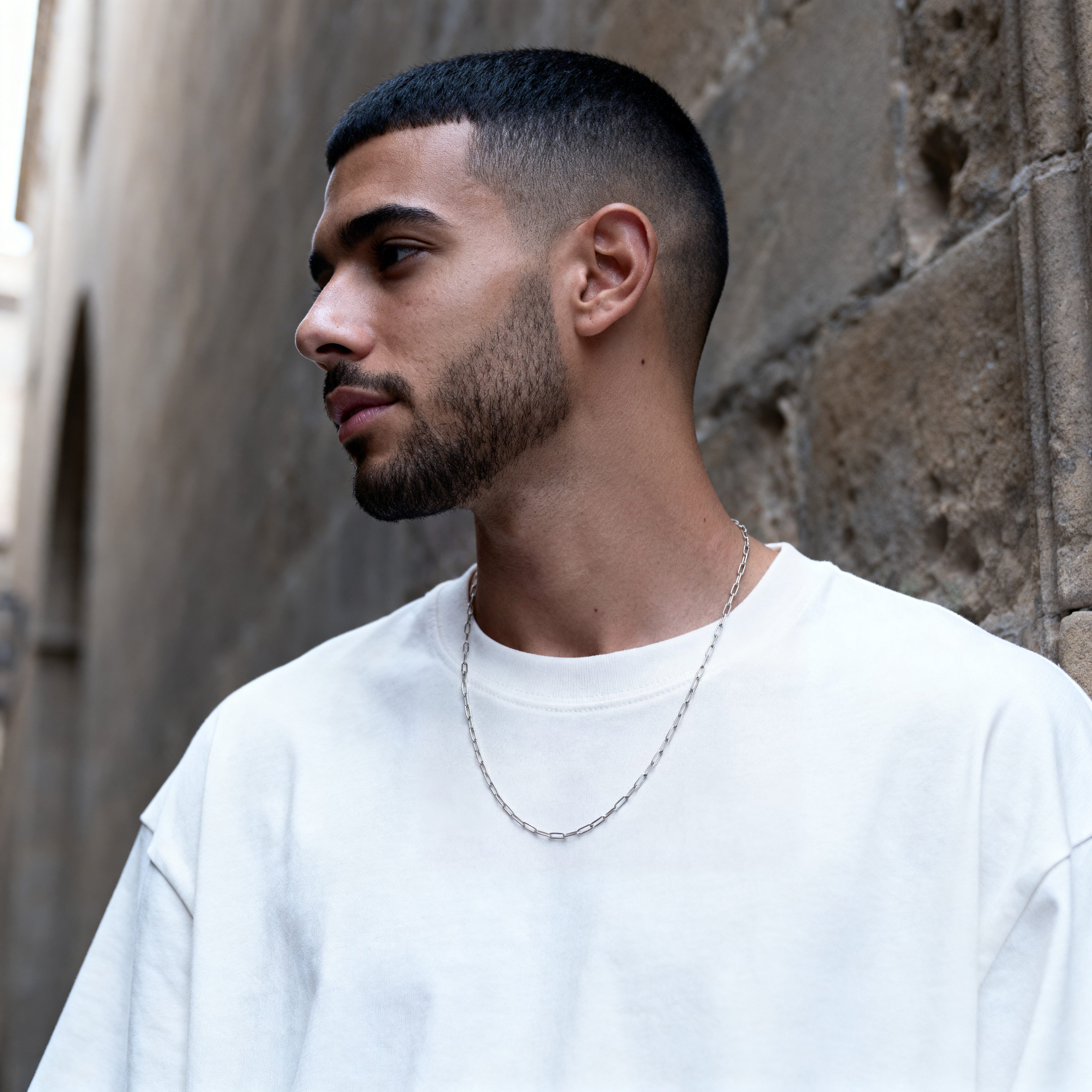 New Classics | 3 mm silberfarbene Edelstahl Halskette mit Büroklammerkette - 3