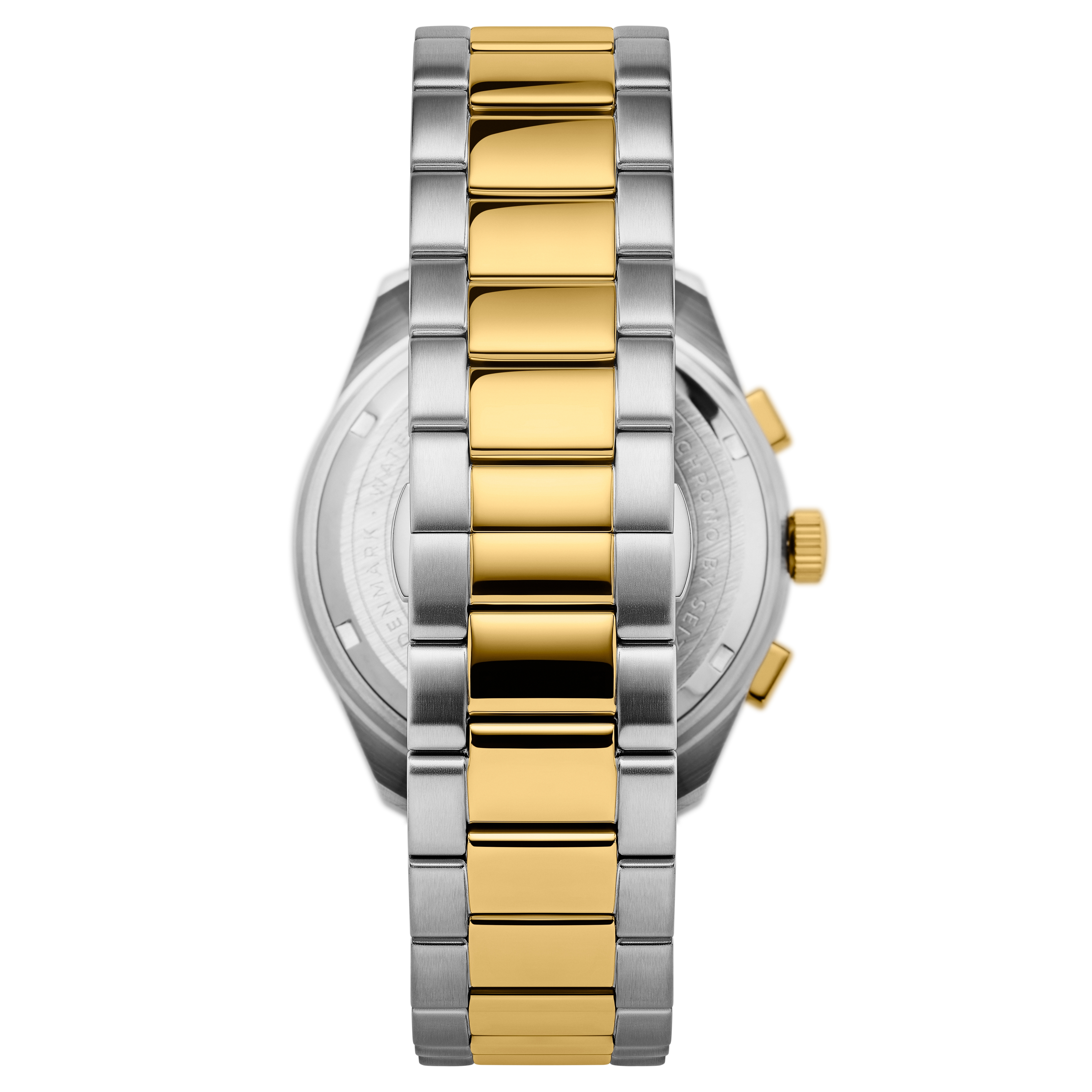 Lounet | Złocisto-srebrzysty zegarek ze stali nierdzewnej z chronografem - 4