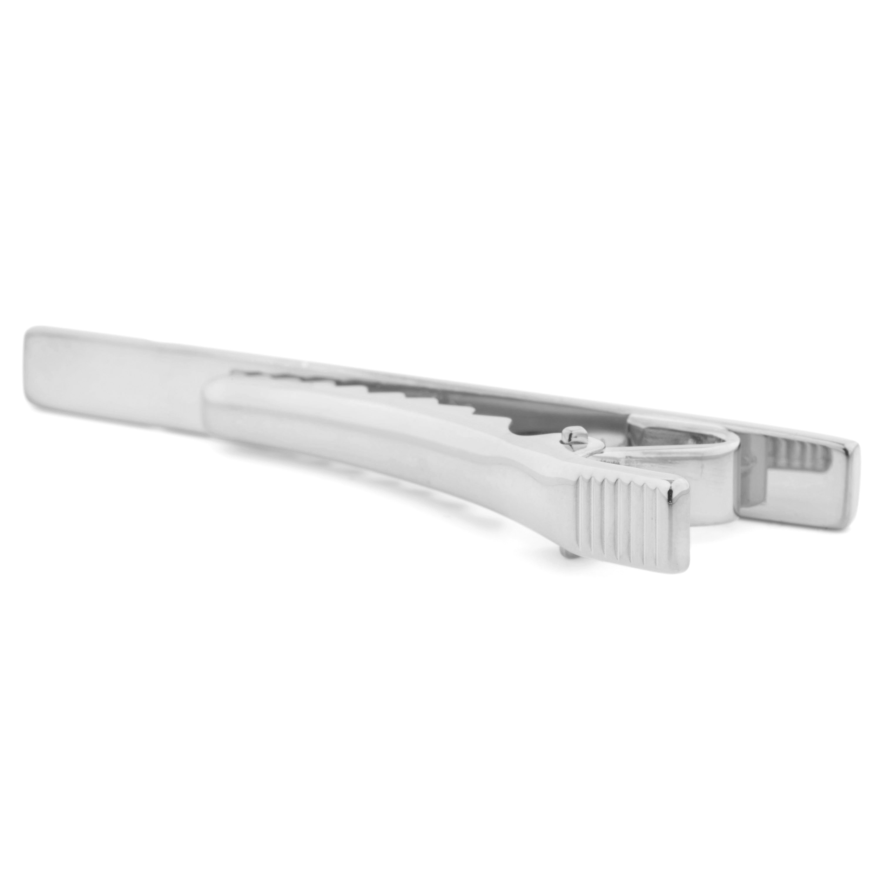 925s Silver Single Groove Tie Clip - 4