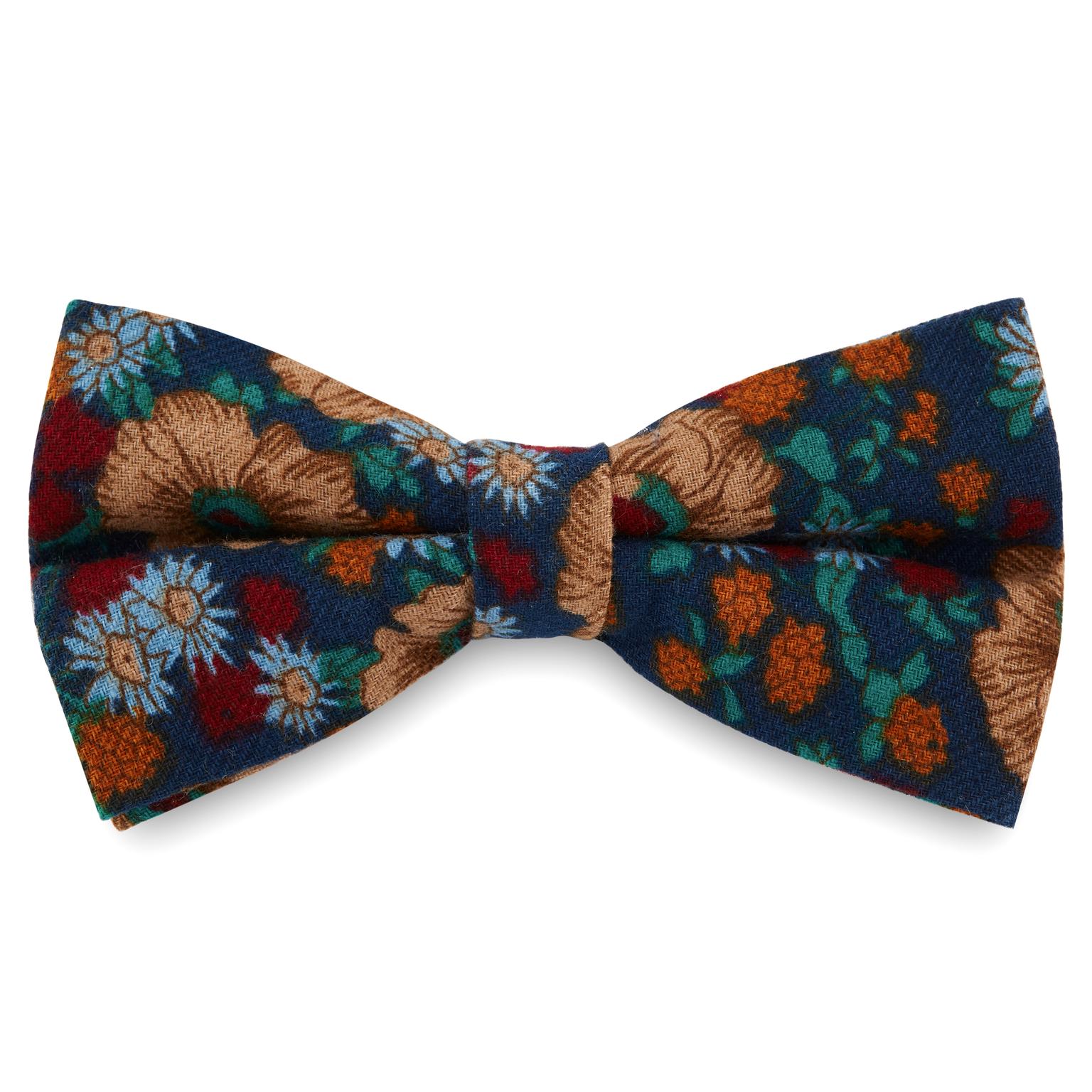 Papion retro cu model floral albastru Papion retro cu model floral albastru