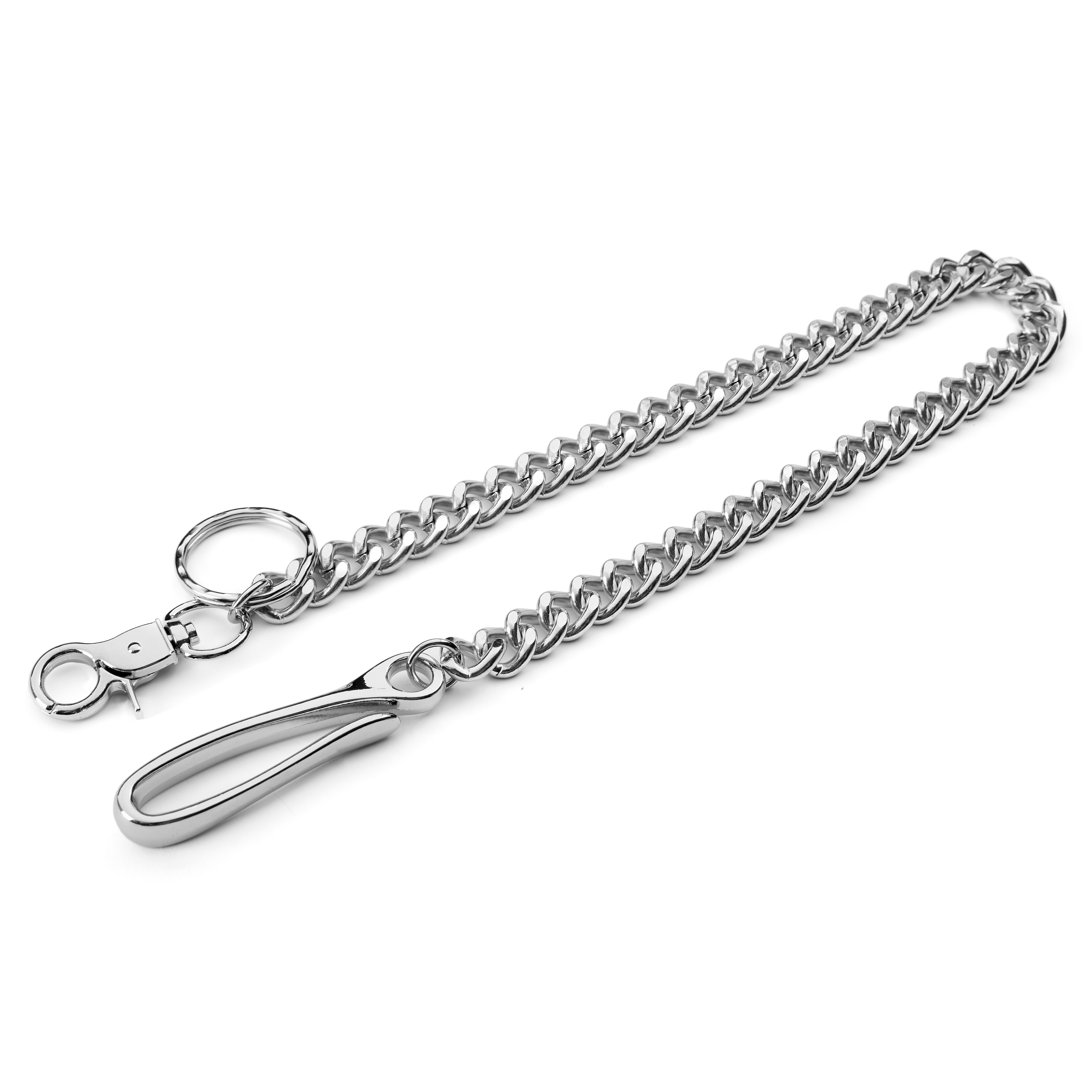 Short Silver-Tone Wallet Chain with Hook - 2