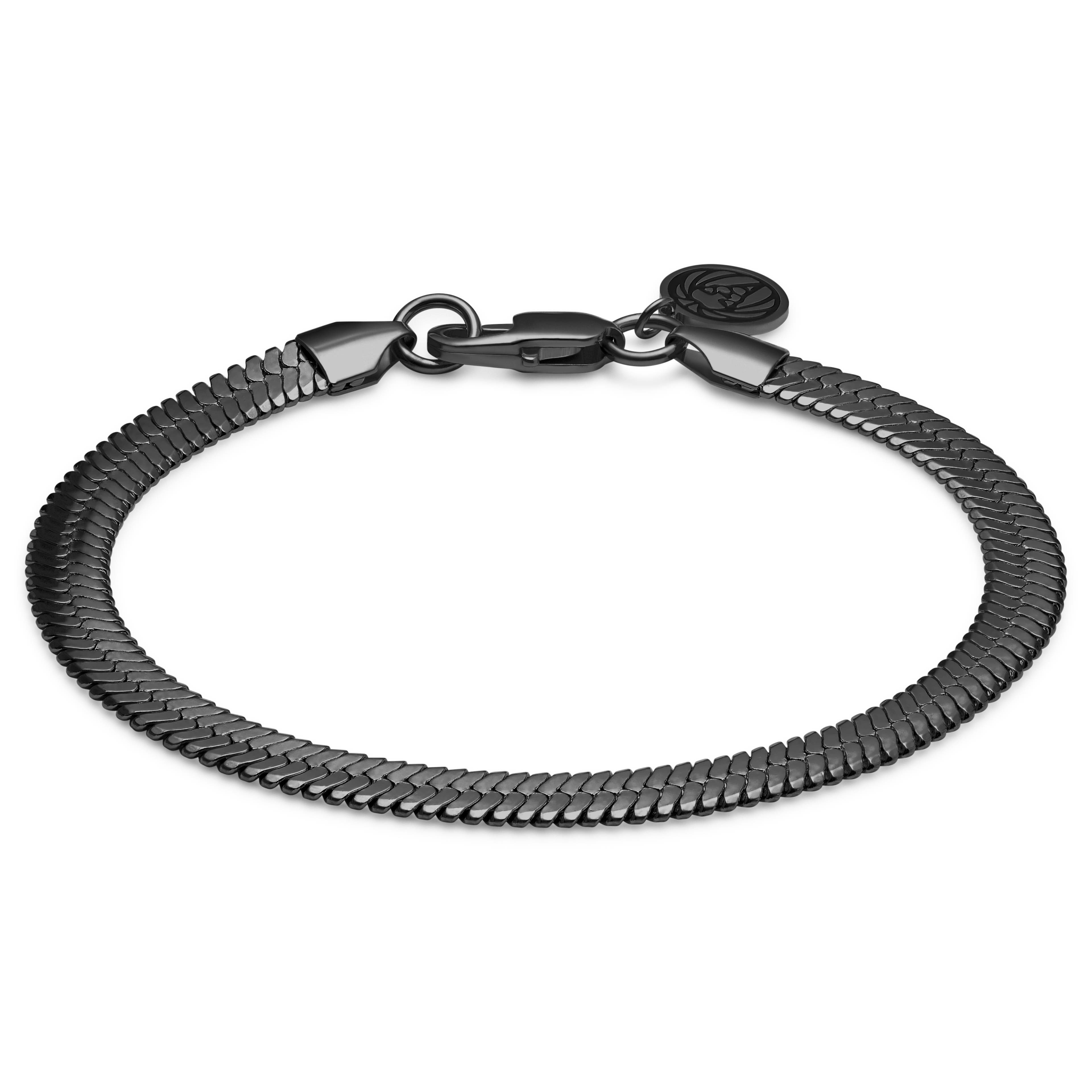 Essentials | 1/4" (6 mm) Gunmetal Black Herringbone Chain Bracelet