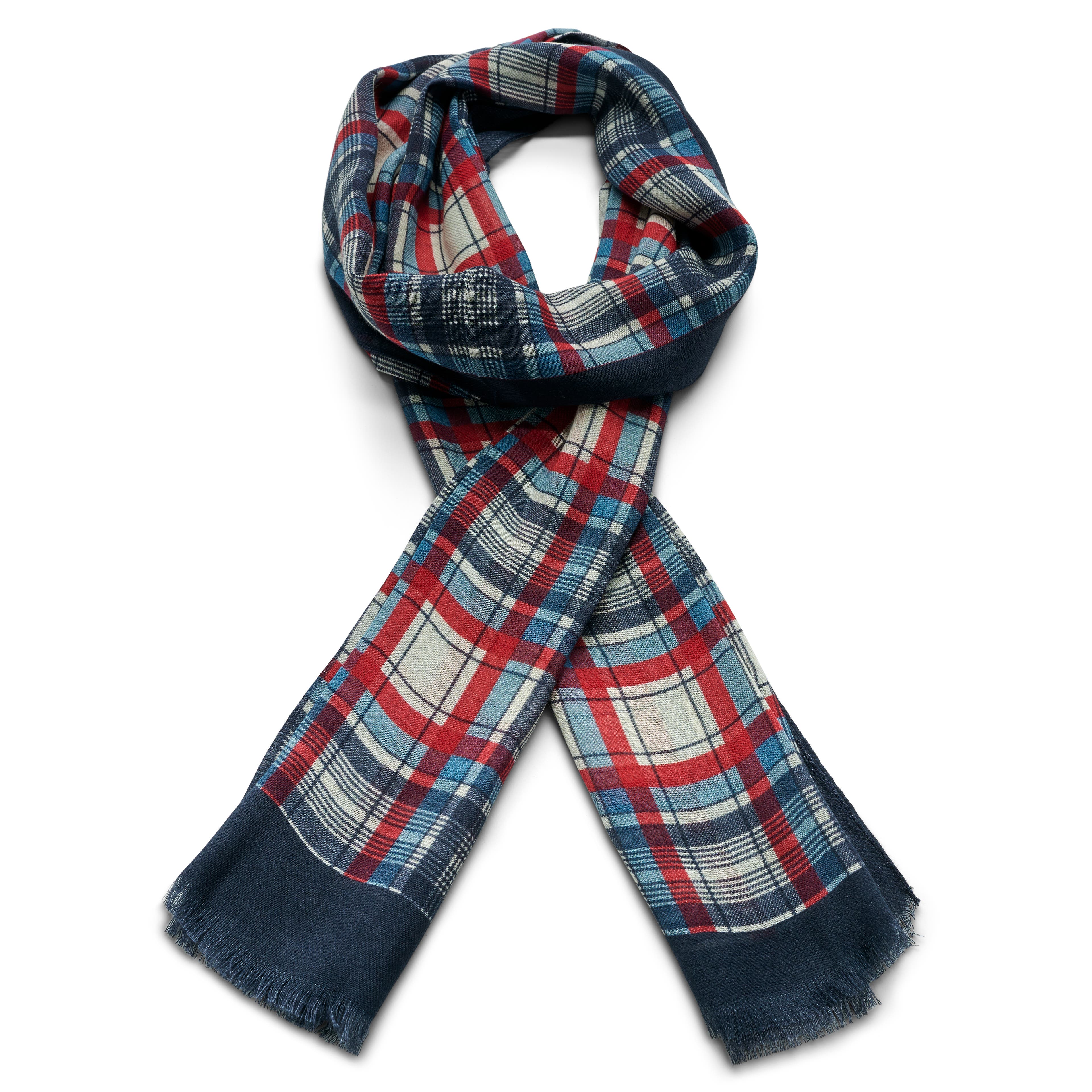 Brux | Blue & Red Cotton Mix Scarf