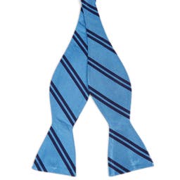Light Blue & Navy Twin Stripe Silk Self-Tie Bow Tie