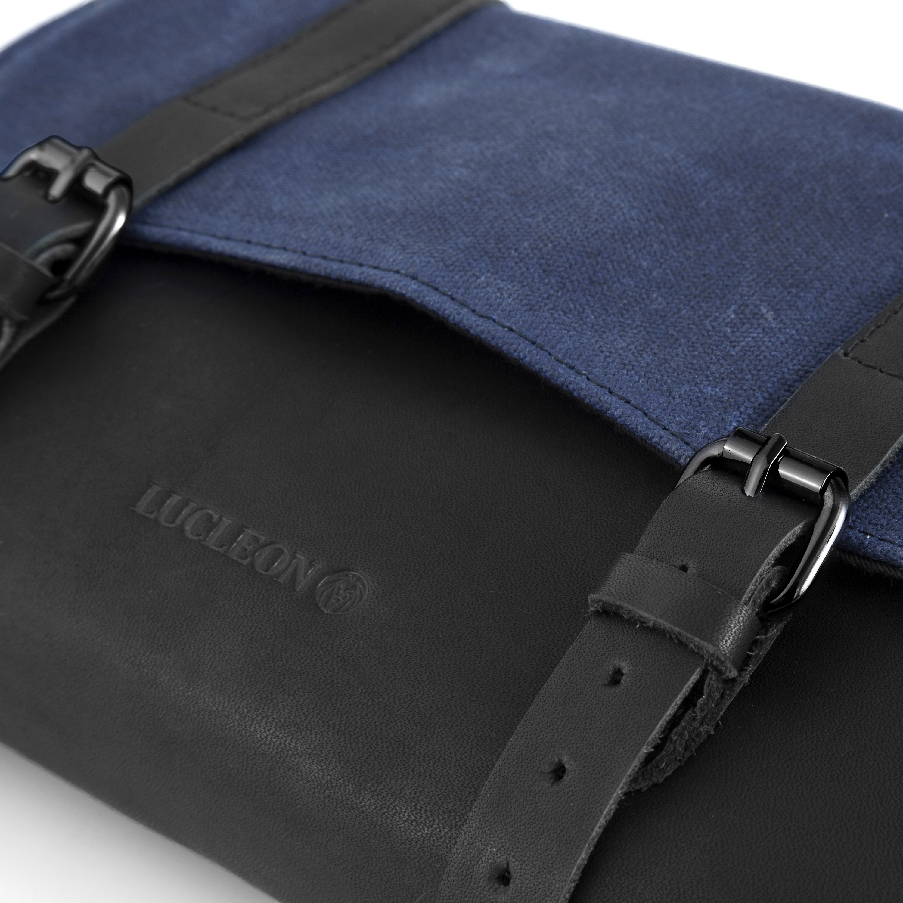 Navy Blue Waxed Canvas Roll Out Wash Bag - 6
