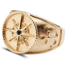 Gravel | Gold-Tone Compass & Anchors Signet Ring