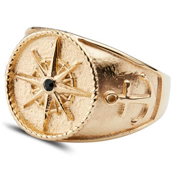 Gravel | Gold-Tone Compass & Anchors Signet Ring