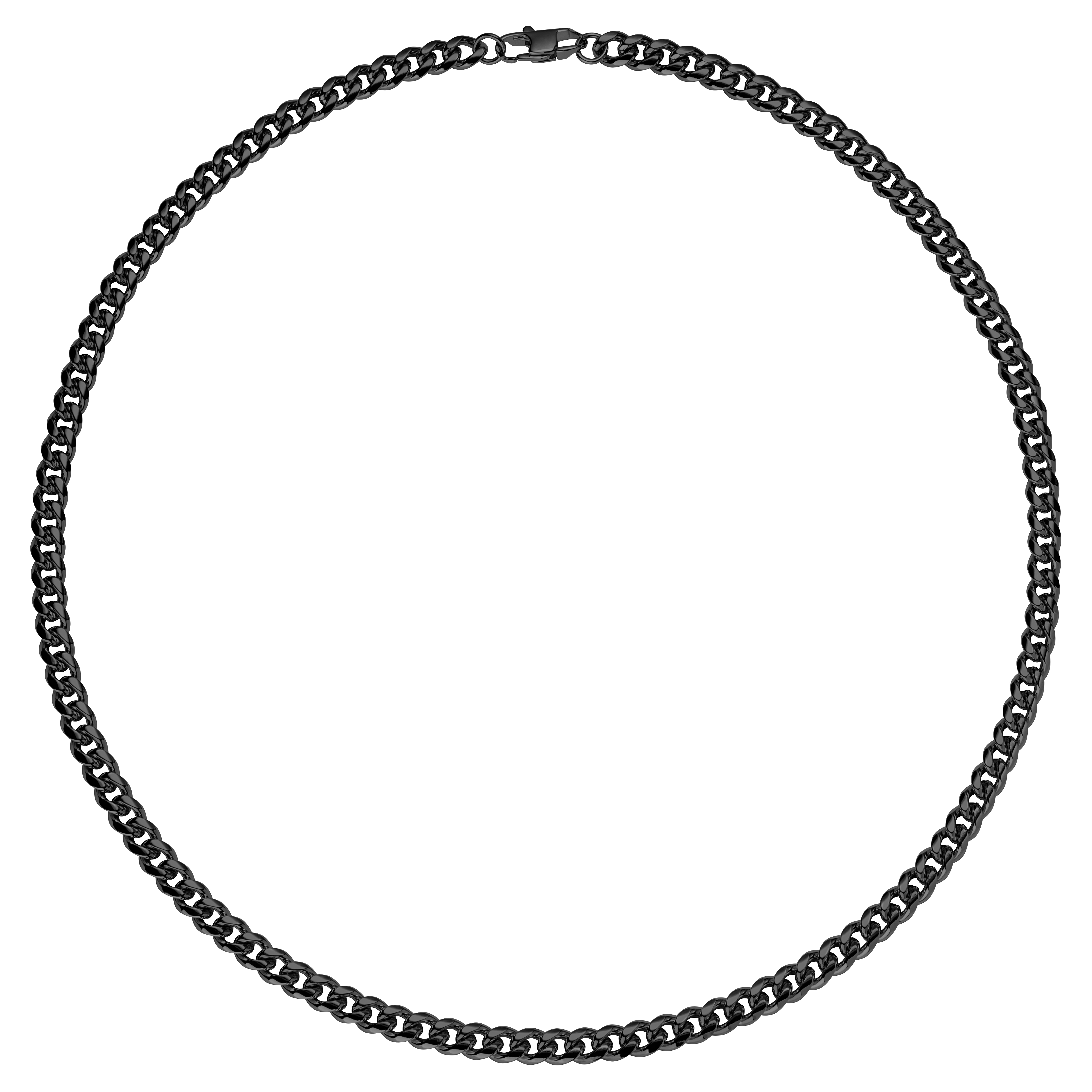 Men's Heavy 30-Inch Stainless Steel Cuban Curb Chain Necklace - 9mm Wide Black Ion Plated