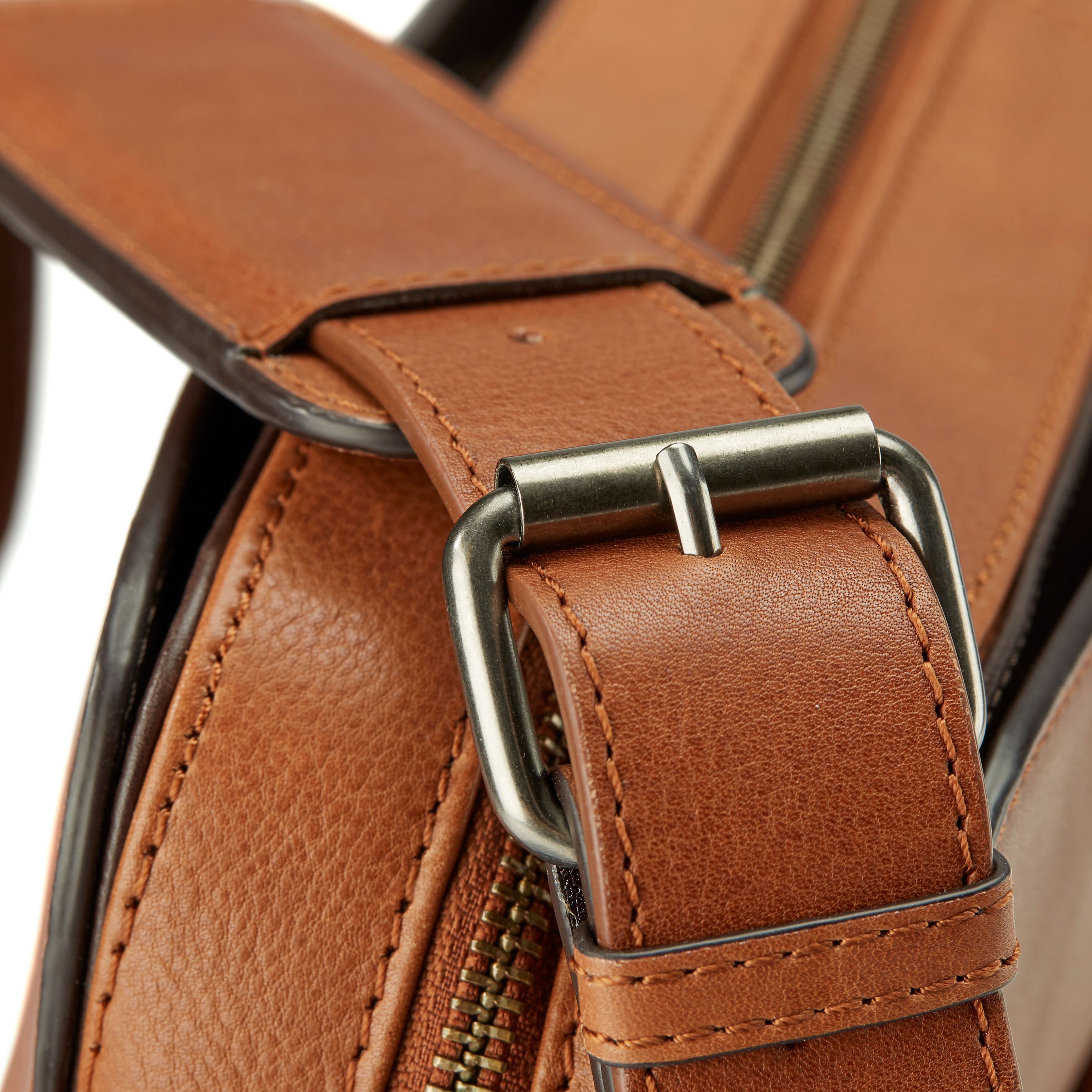 Lavi Hellbraune & Dunkelbraune Leder Messenger Tasche - 6