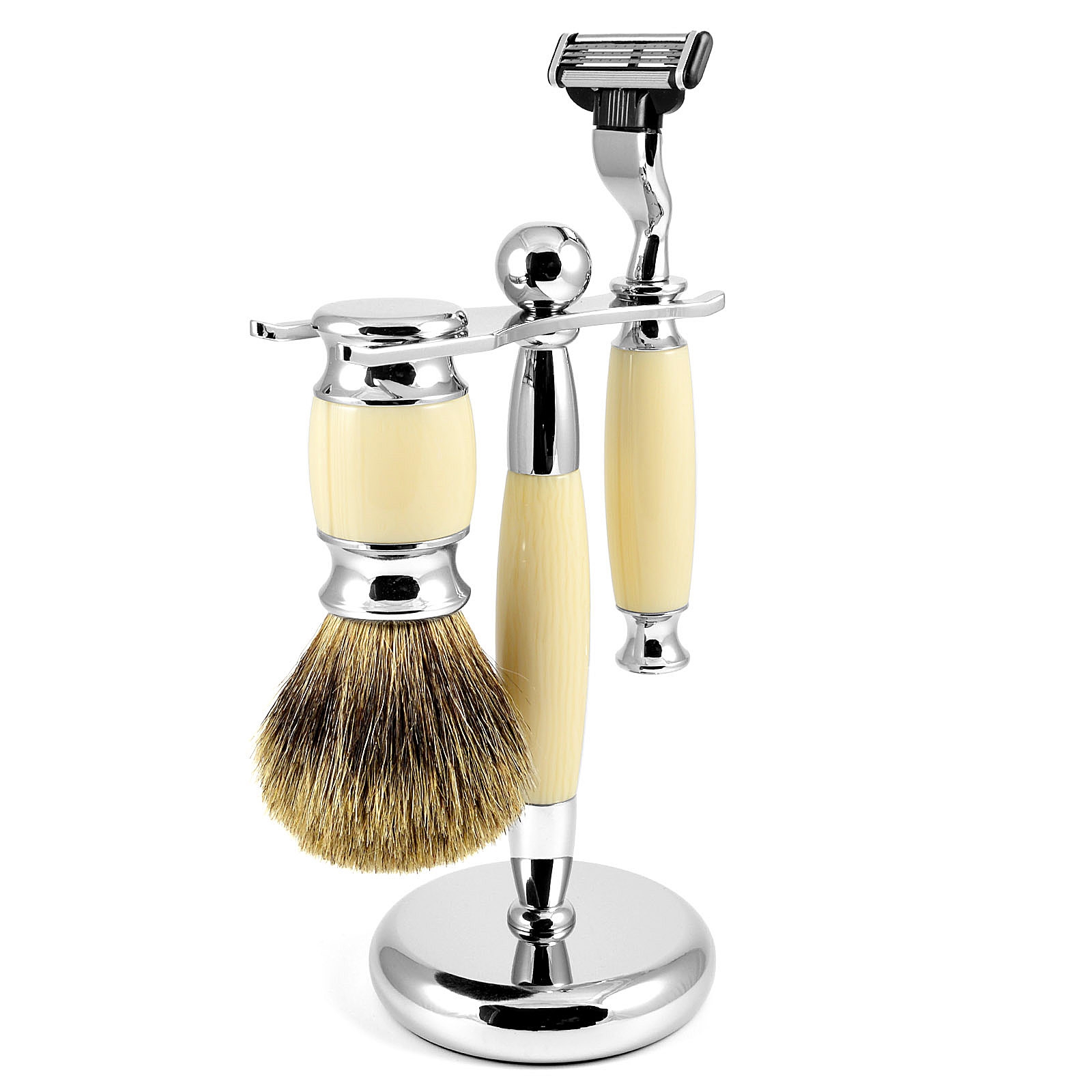 Cremefarbenes Pure Badger Modena Rasierset - 3