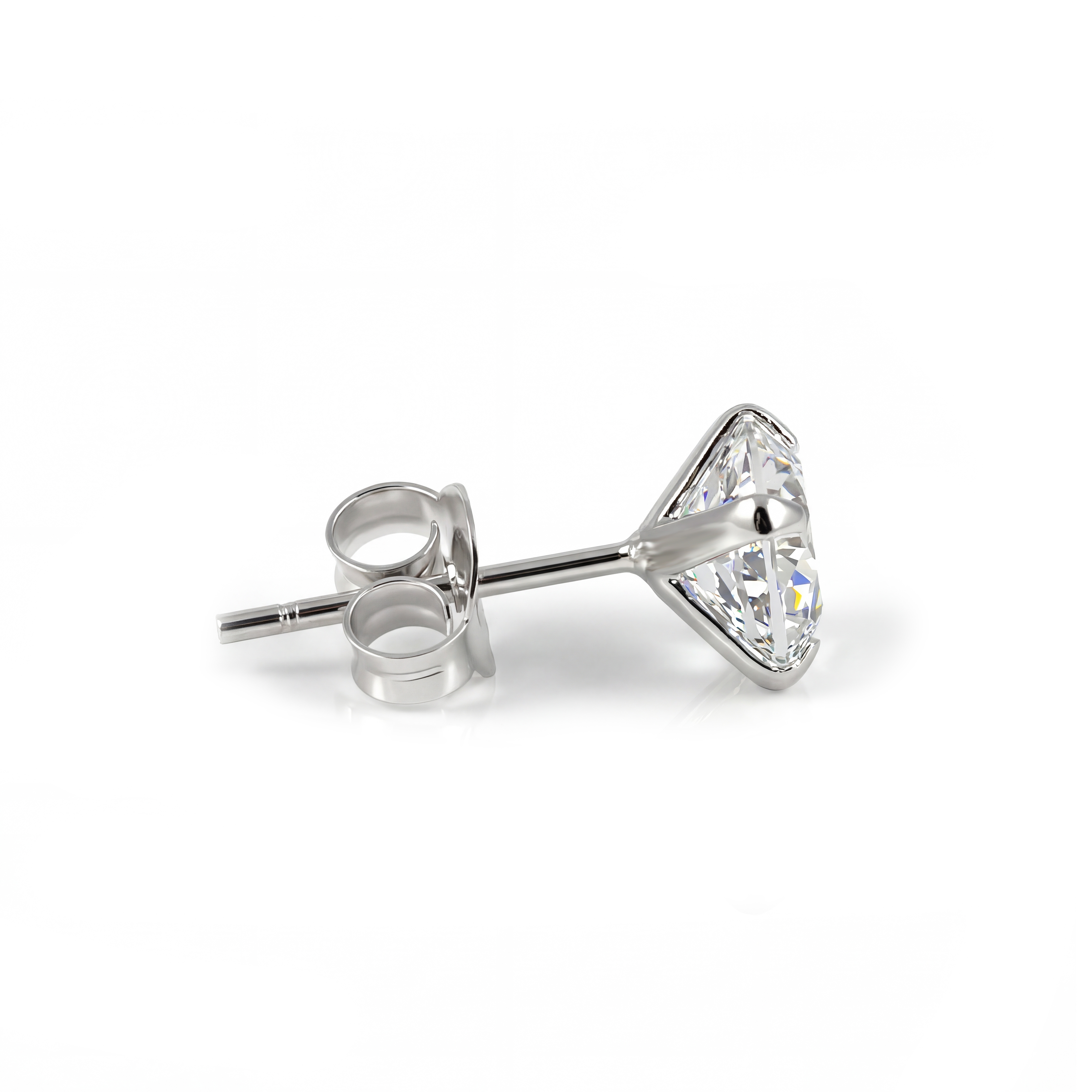 Lucid | 925 Sterling Silver 6mm Round Zirconia Stud Earring - 2