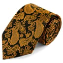 Gravata em Seda Paisley Dourado e Castanho | 8 cm Gravata em Seda Paisley Dourado e Castanho | 8 cm