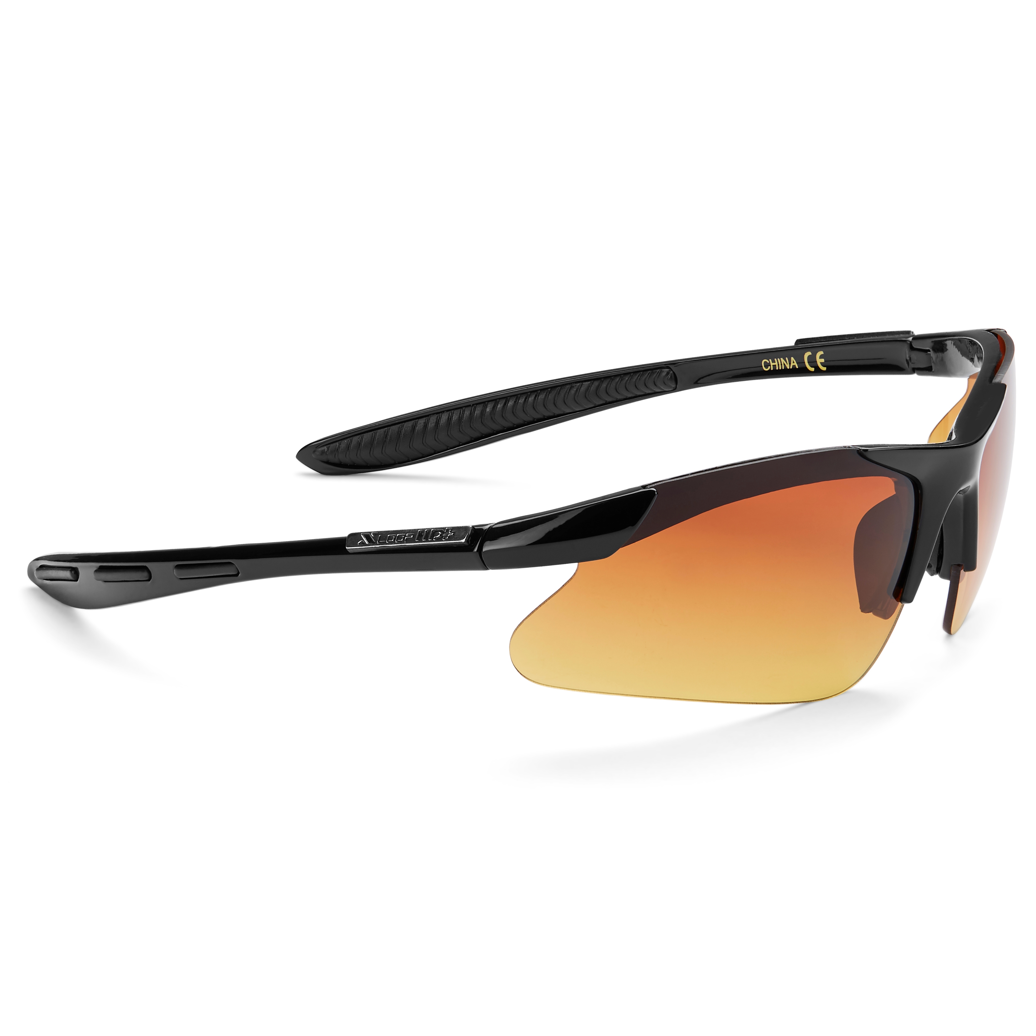 Gafas de sol deportivas envolventes en negro brillante con lentes marrones HD+ - 3