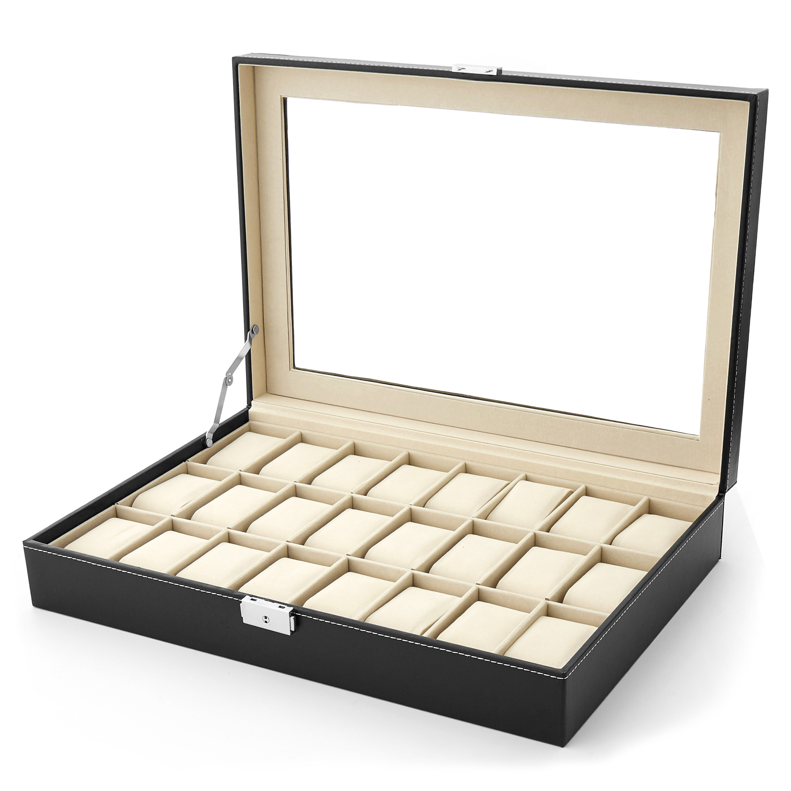 Black Faux Leather Case - 24 Watches - 2