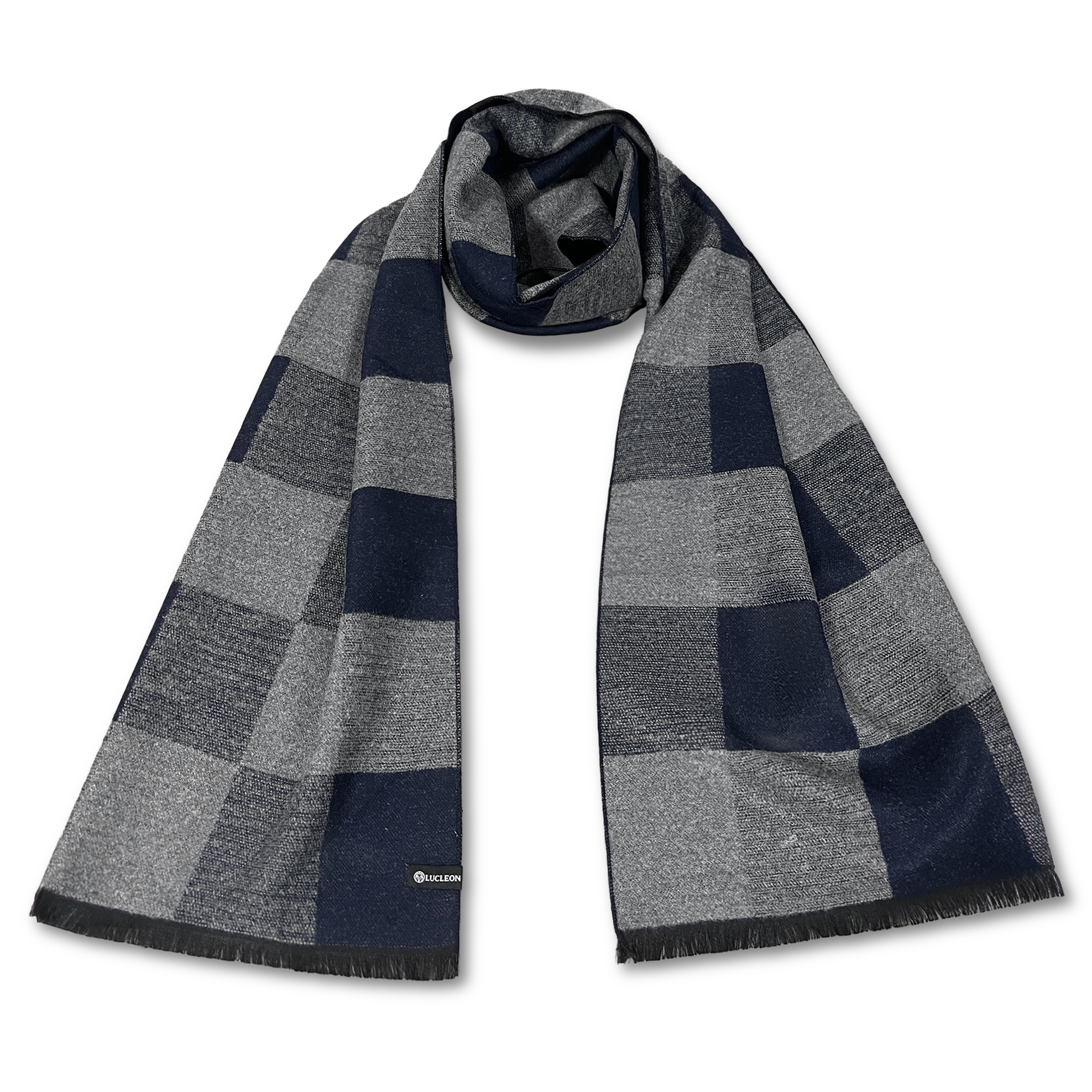 Metro | Sivý & Námornícky Modrý Kockovaný Šál na Oblek