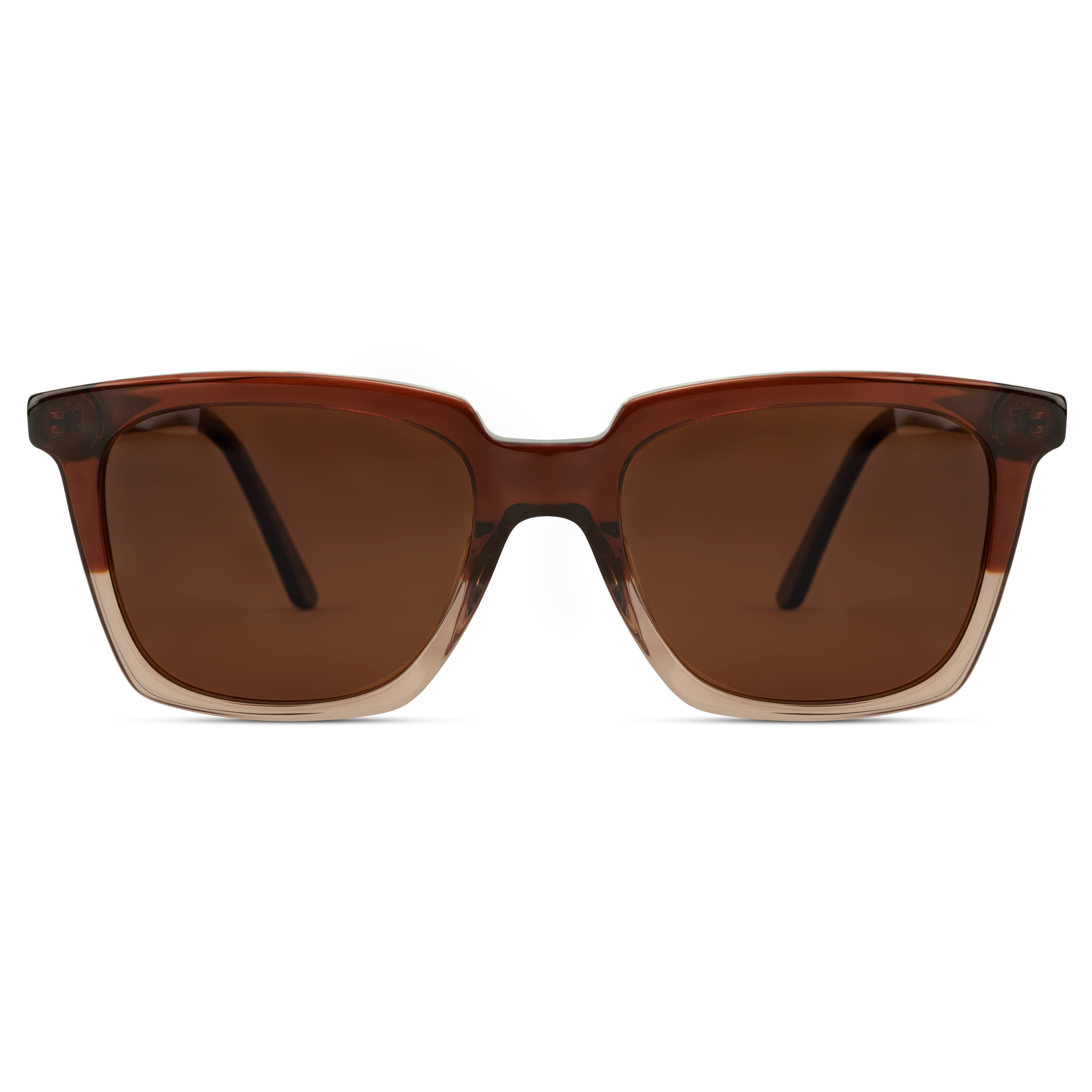 Occasus | Tofarvede Brune Polariserede Solbriller med Hornkant På | Arkai