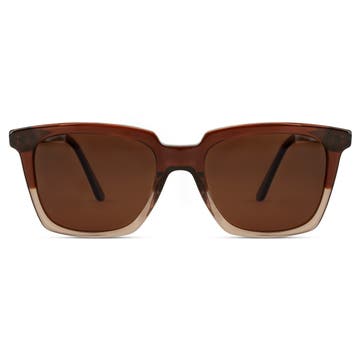 Occasus | Tofarvede Brune Polariserede Solbriller med Hornkant