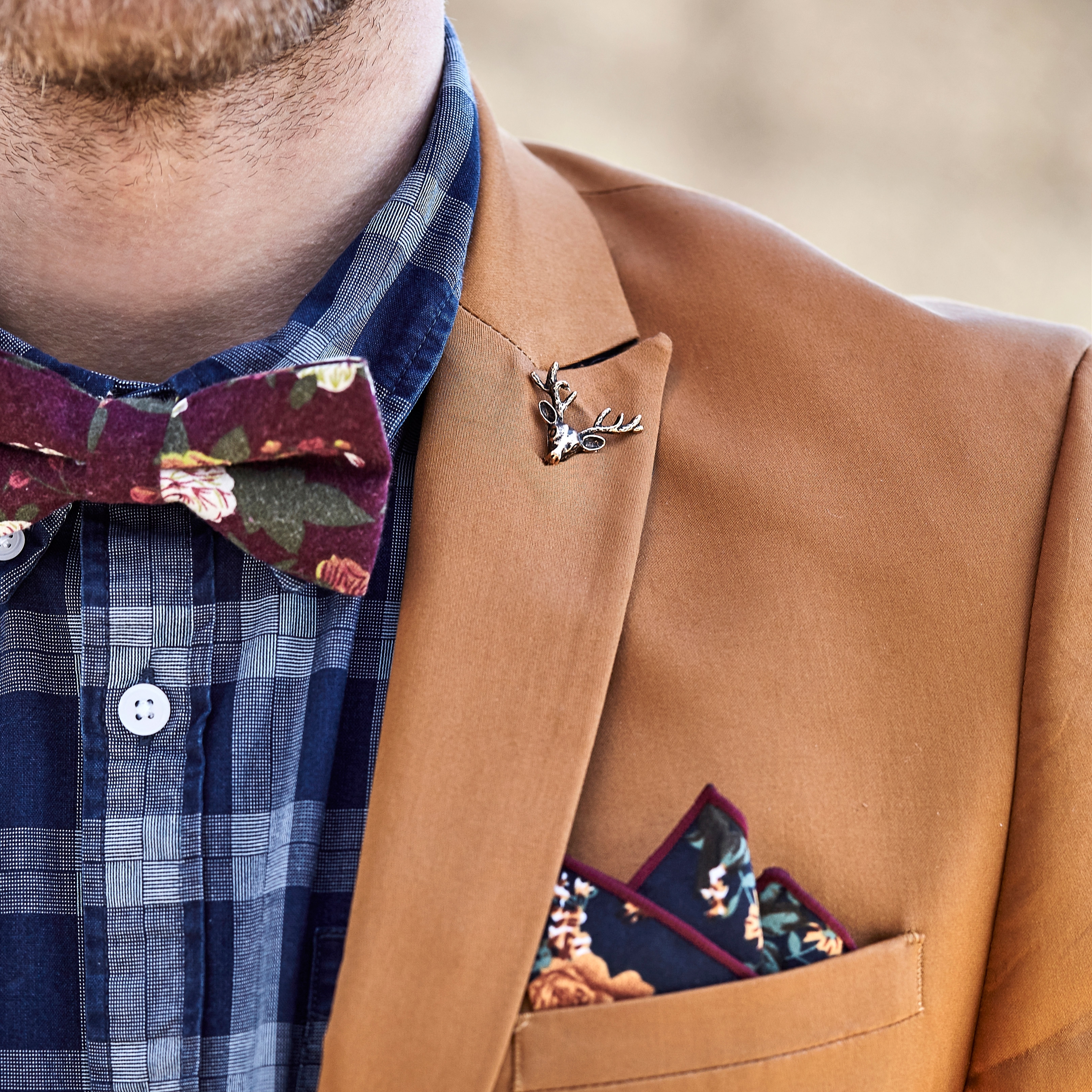 Coffret-cadeau d'accessoires de costume | Set doré & bleu Paisley - 6