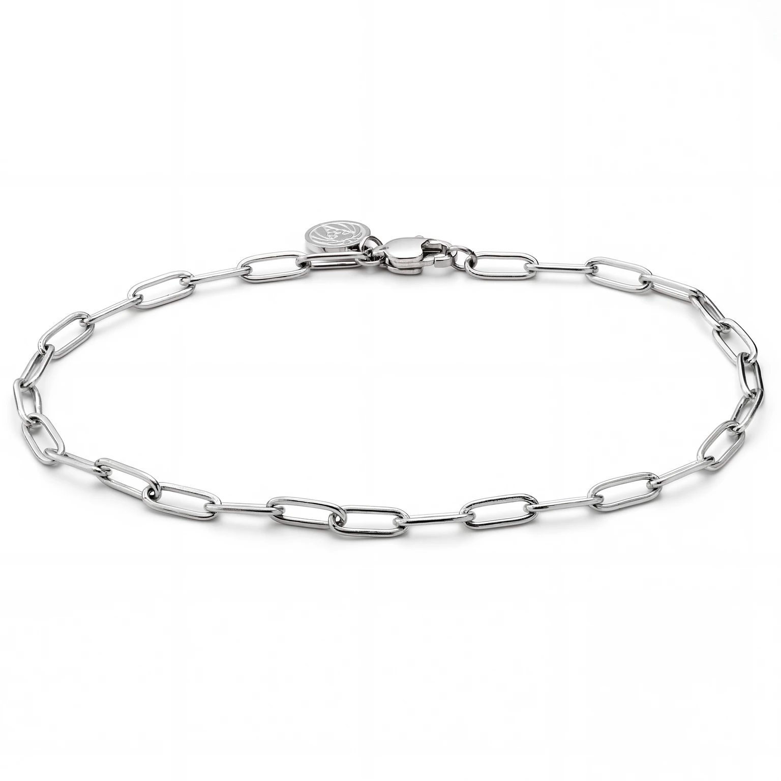 New Classics | 3 mm silberfarbenes Edelstahl Armband mit Büroklammerkette New Classics | 3 mm silberfarbenes Edelstahl Armband mit Büroklammerkette