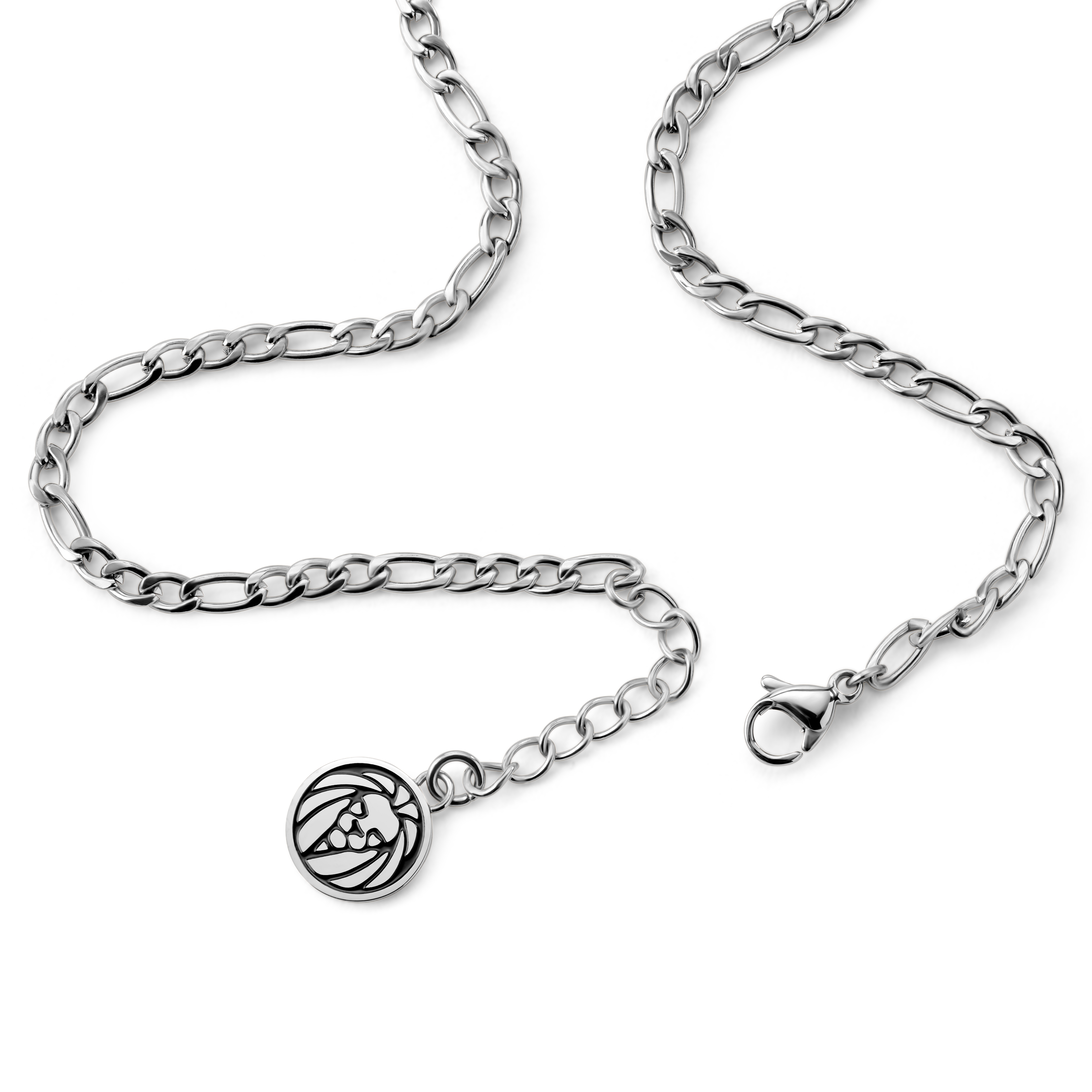 Silver-Tone Stainless Steel Figaro Chain Men's Anklet - 3