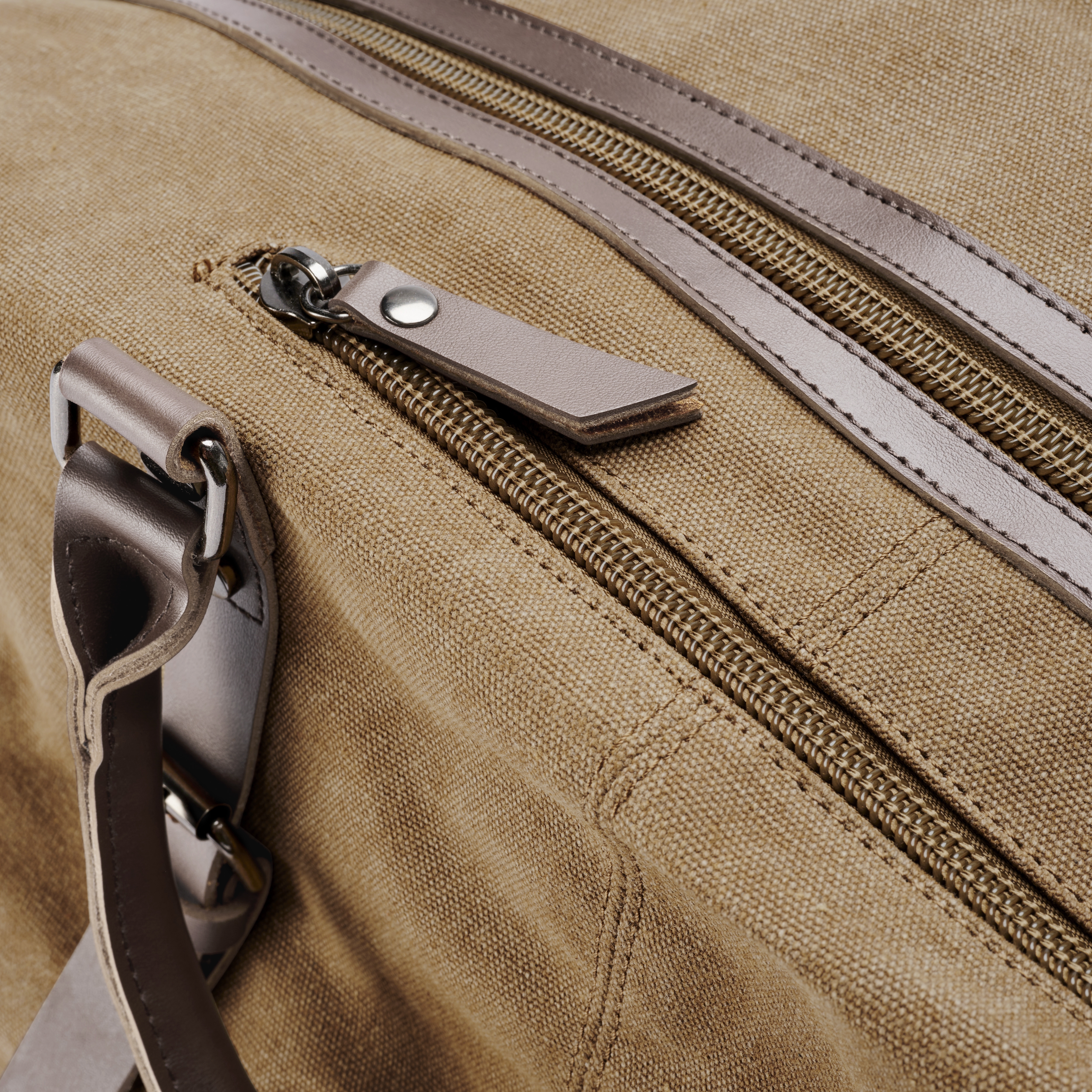 Senfgelb Canvas & Braun Leder Reisetasche - 5