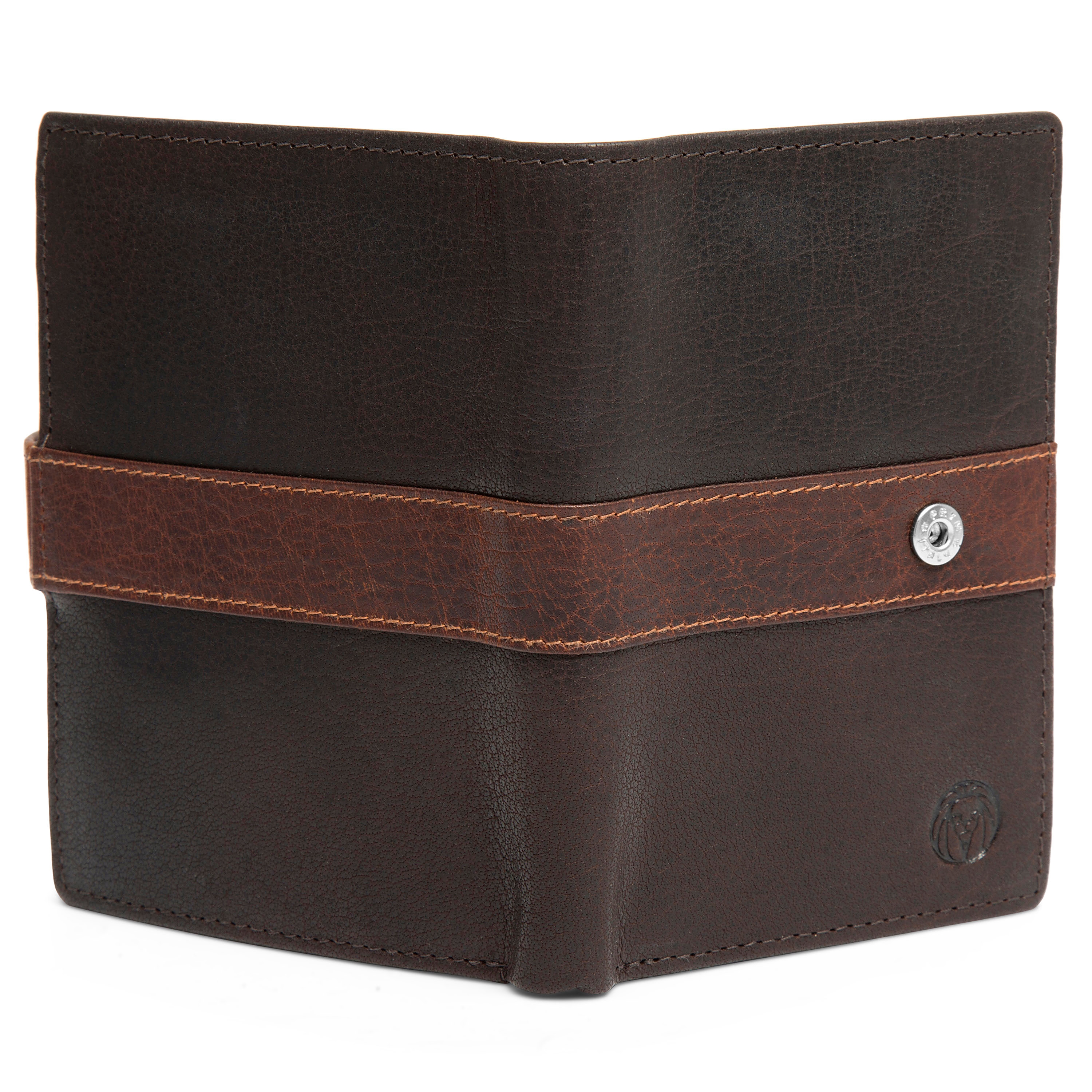 Portefeuille Montreal business en cuir deux tons marron RFID - 4