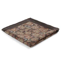Boho | Vintage Brown Paisley Pattern Silk Pocket Square