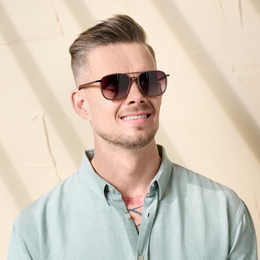 hover: Brown Gradient Double-Bridge Polarised Sunglasses hover: Brown Gradient Double-Bridge Polarised Sunglasses