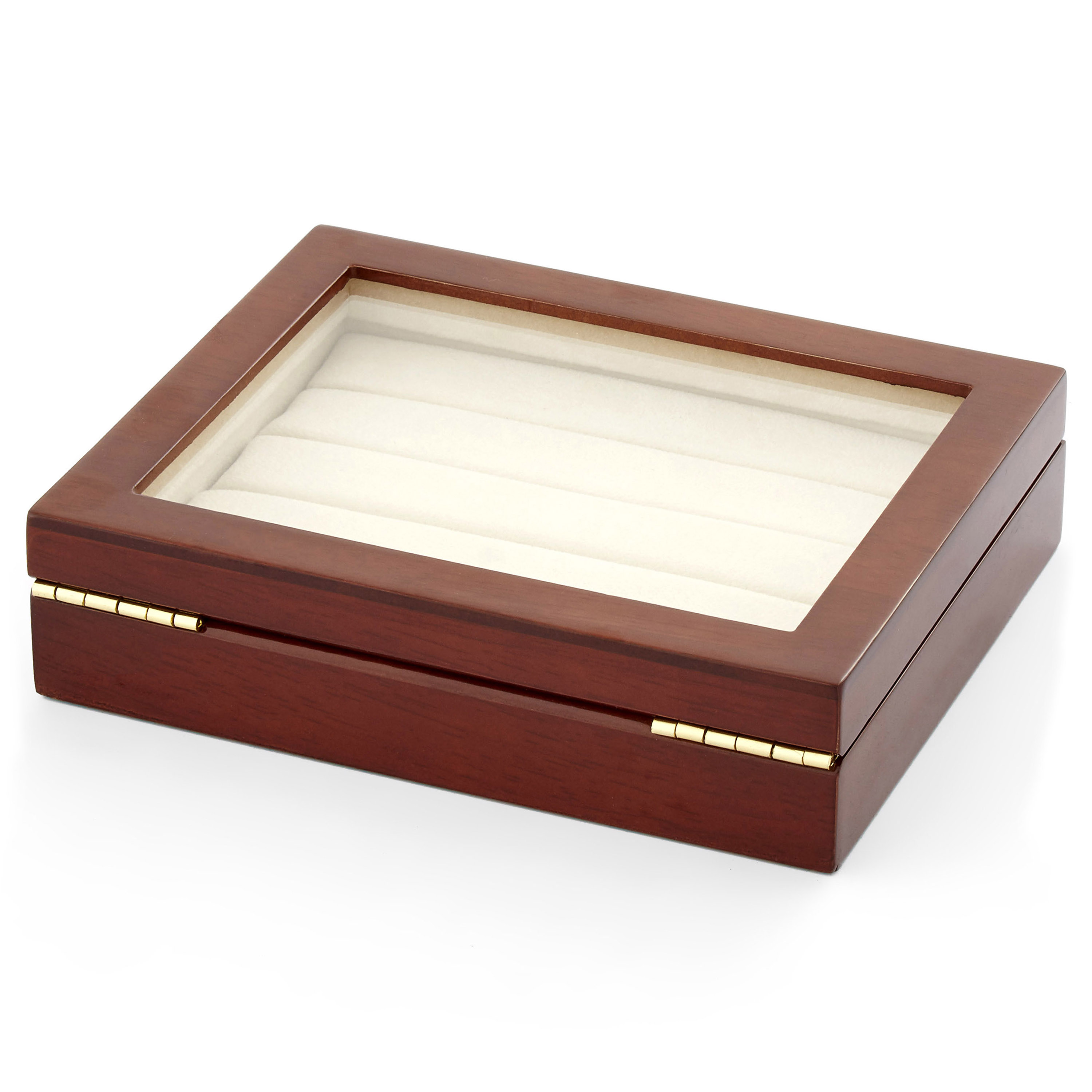 Leštený hnedý box na manžetové gombíky - 6